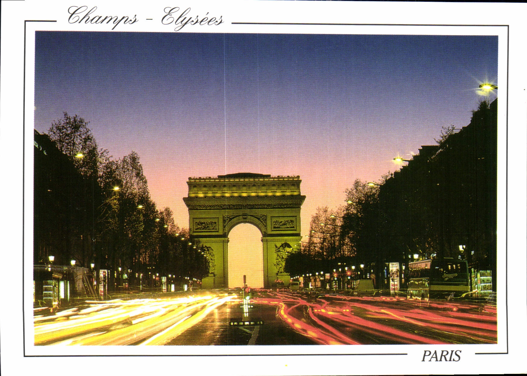 CPM Paris la nuit Champs Elysees Arc de Triomphe 