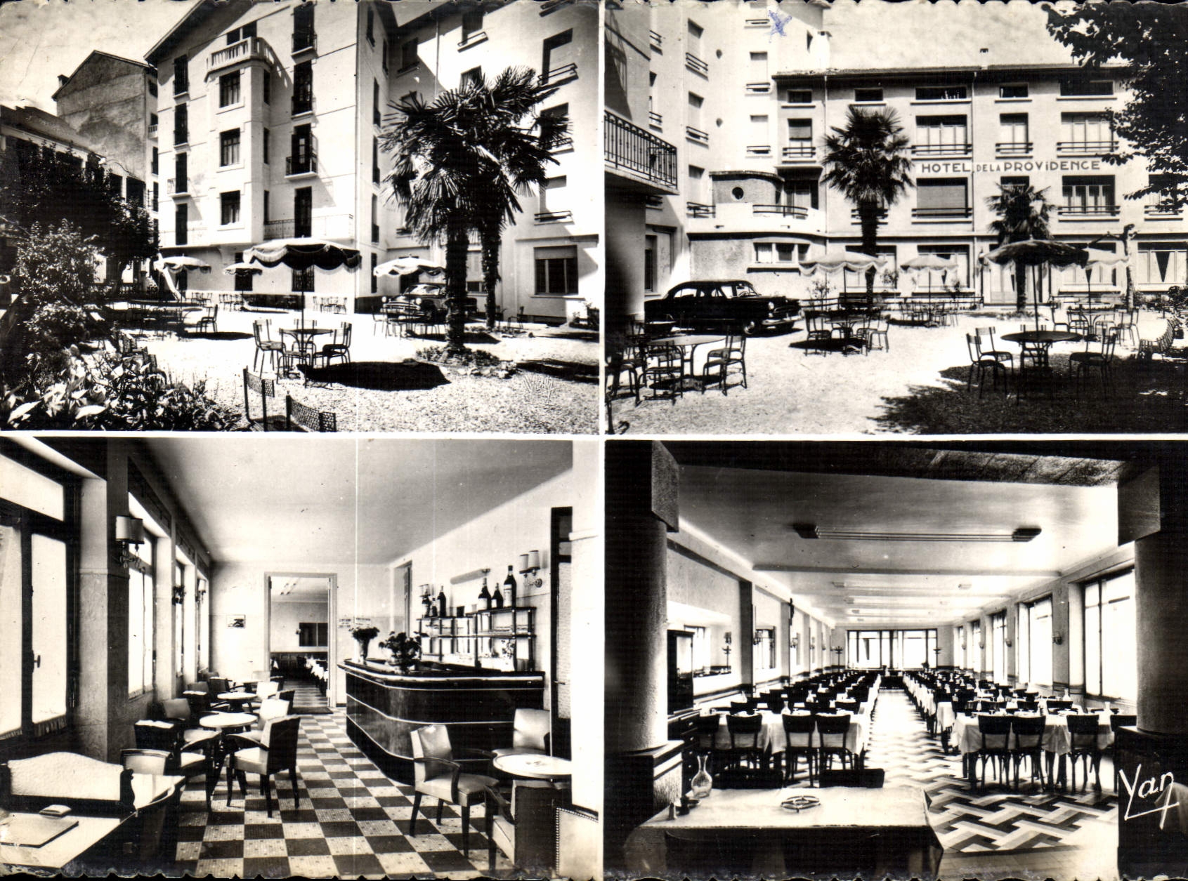 CPM Hotel de la Providence rue Massabielle Lourdes H P Jardin Terrasse Terrasse Cote Restaurant le B