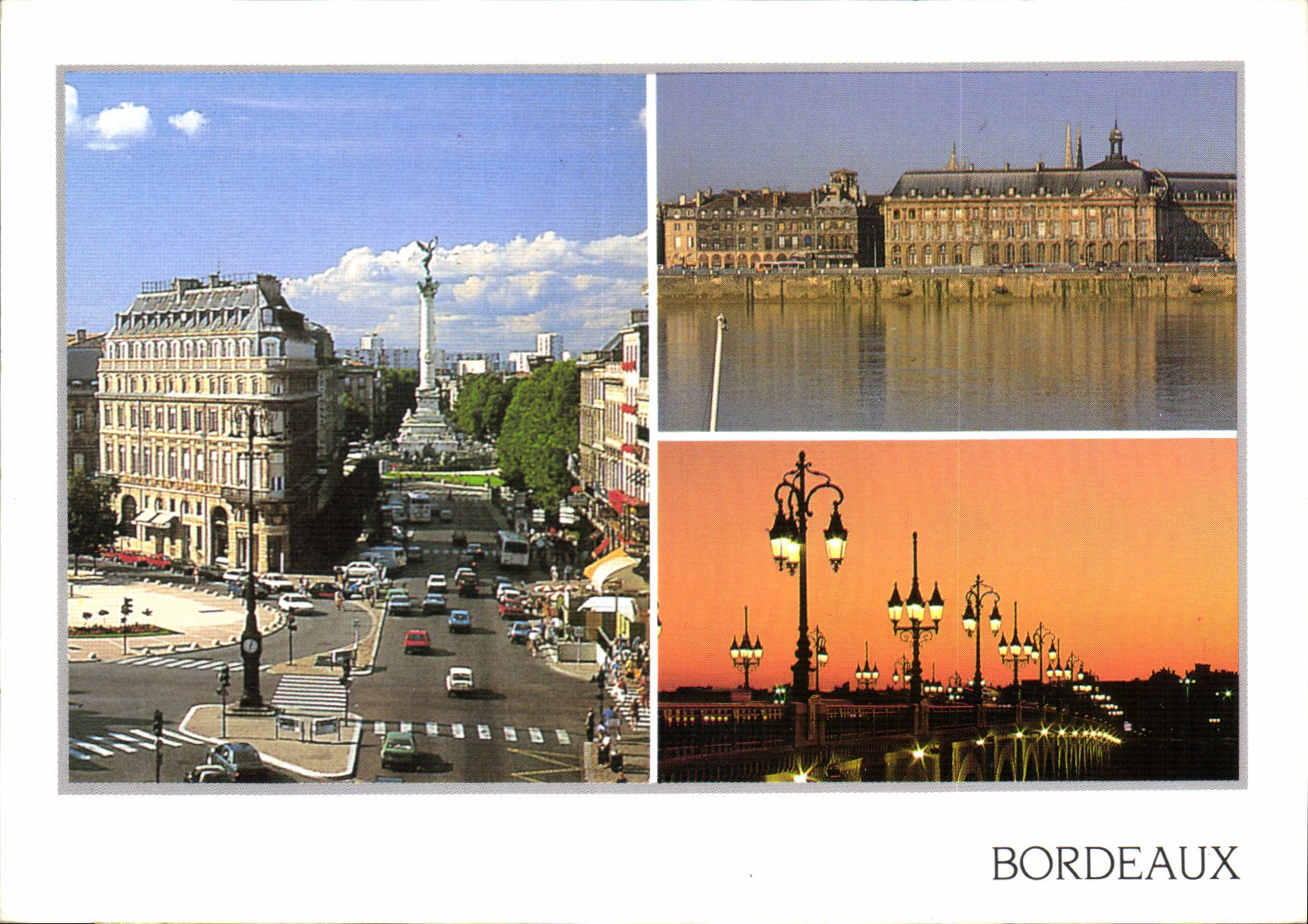 CPM Bordeaux Gironde les allees de Tourny et la place de la comedie la Garonne et la place de la Bou