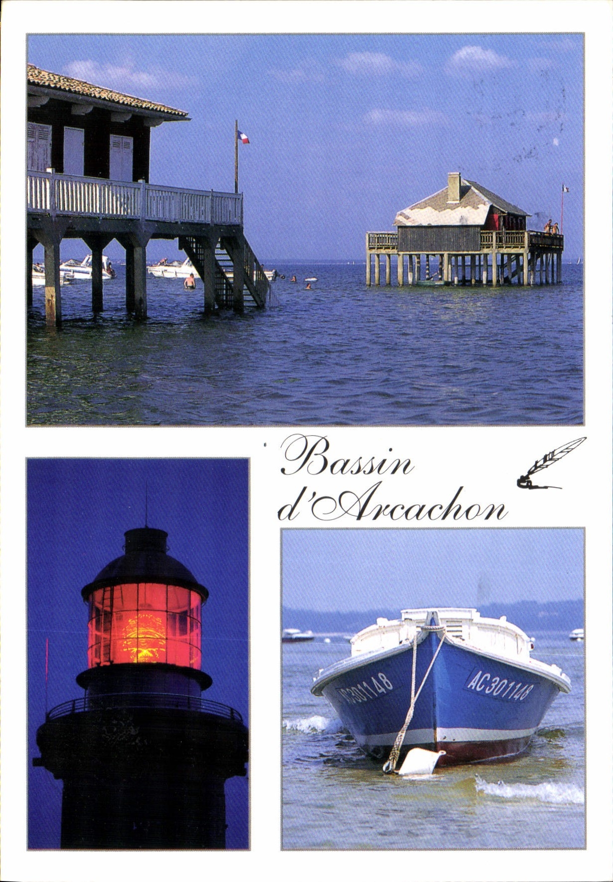 CPM Bassin d'Arcachon les Cabanes Tchanquees et le Celebre Phare du Cap Ferret