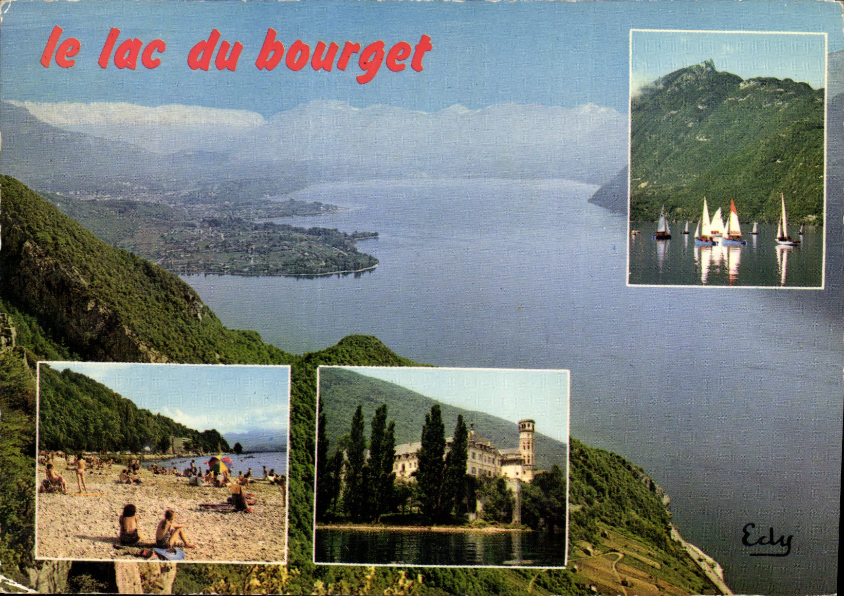 CPM Le Lac du Bourget Savoie vue generale depuis la Chambotte le dent du Chat les Plages l'Abbaye d'