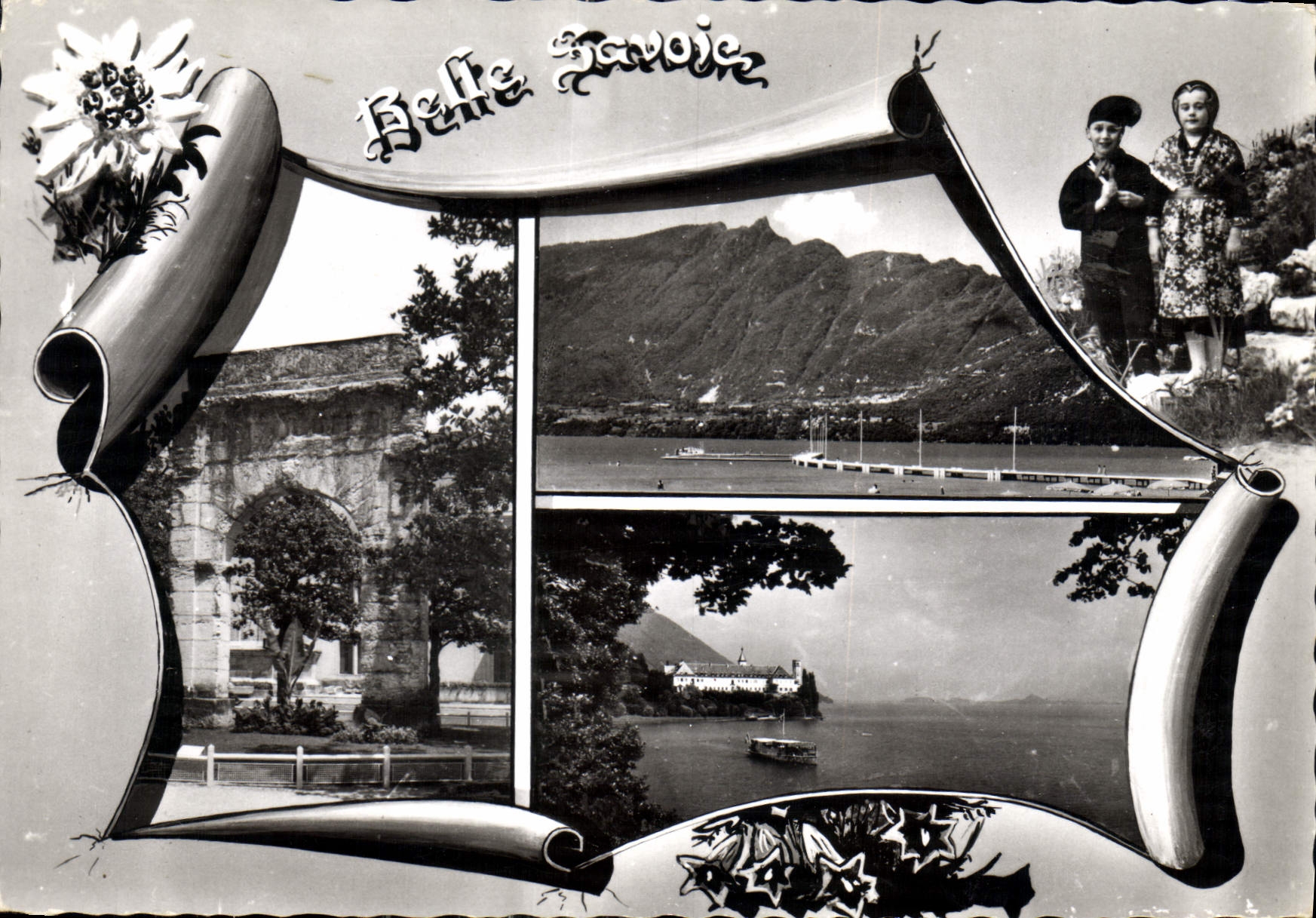 CPM Aix les Bains Arc romaine de Campanus La plage d'Aix et la dent du chat Abbaye d'Hautecombe Bate