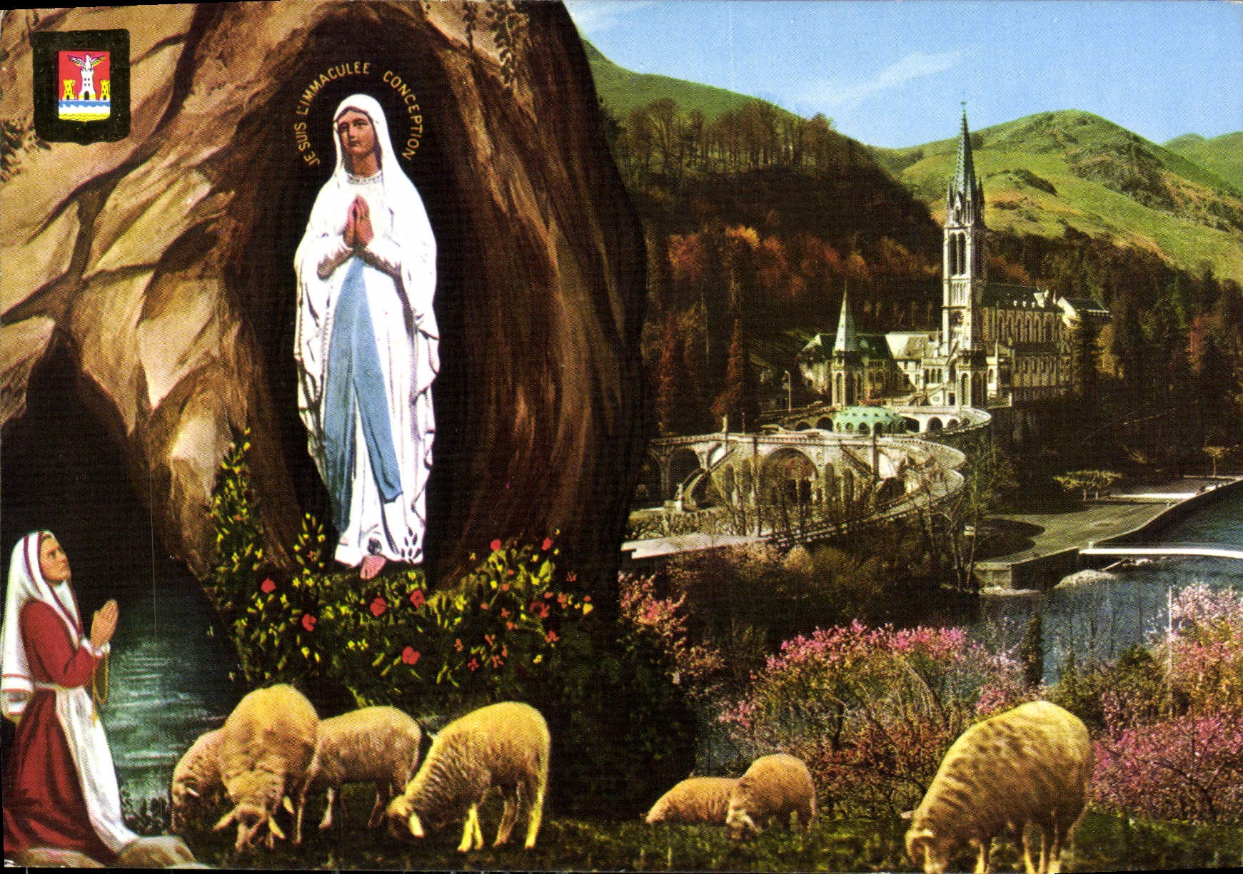 CPM Lourdes l'Apparition et la Basilique 