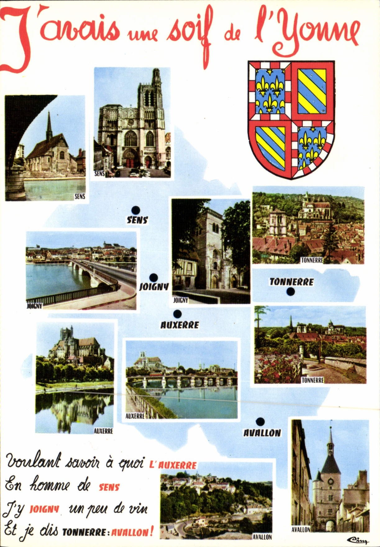 CPM J'avais une soif de L'Yonne Sens soigny Yonnerre Auxerre Avallon 