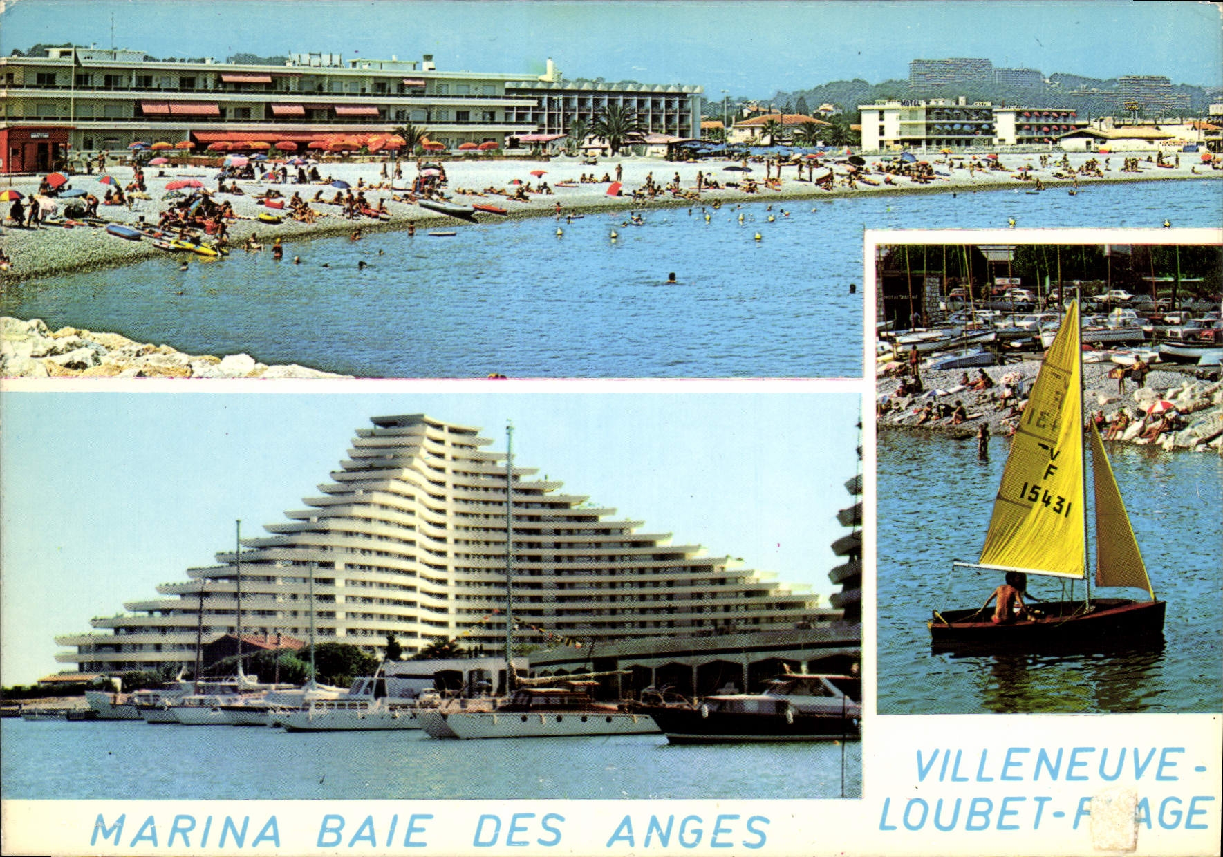 CPM Au soleil de la Cote d'Azur Villeneuve Loubert plage Marine Baie des Anges et la Plage 