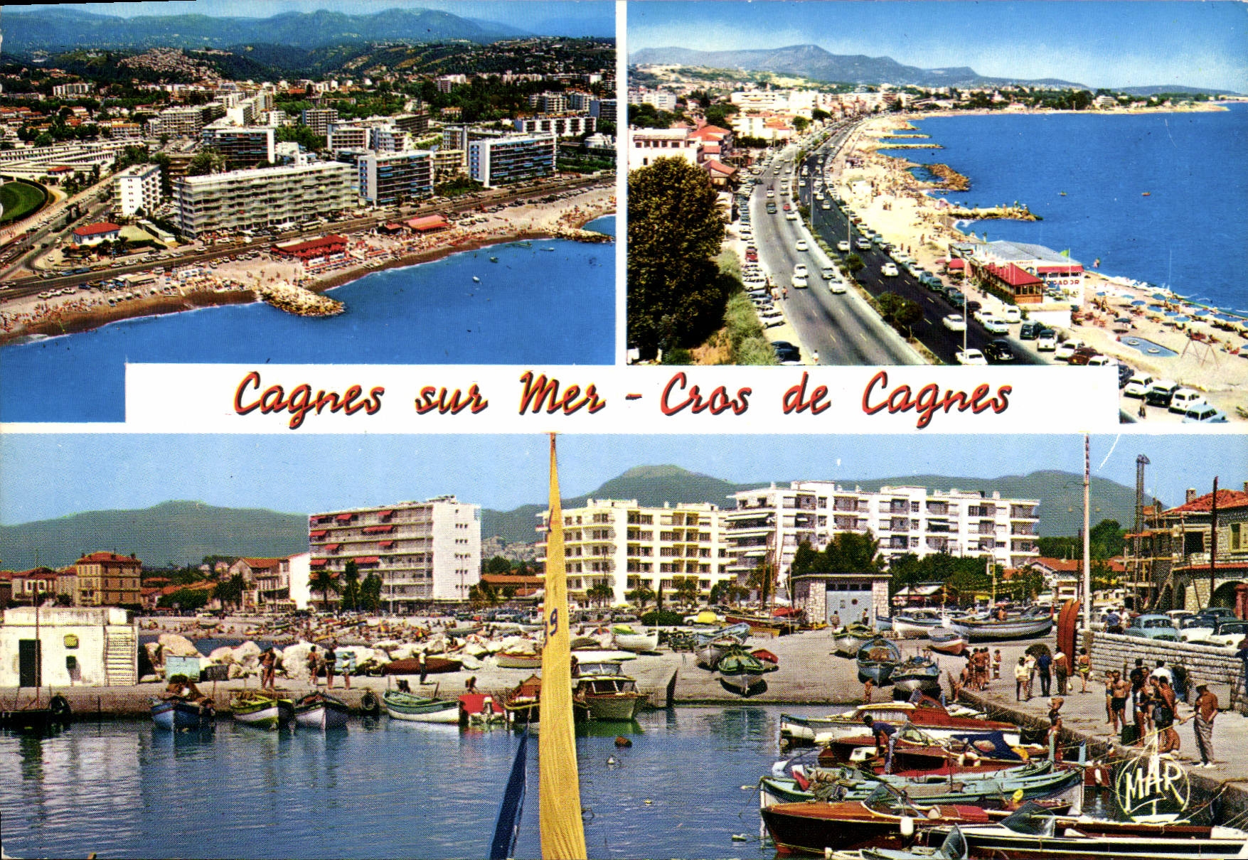 CPM La Cote d'Azur Cagnes sur Mer Cros de Cagnes vue aerienne le boulevard et la Plage le Port 