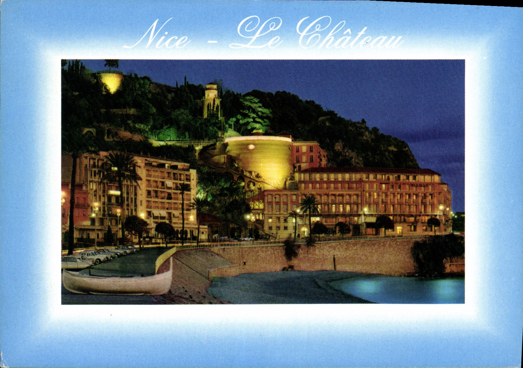 CPM Cote d'Azur French Riviera Nice Alpes Maritimes La Colline du Chateau la nuit
