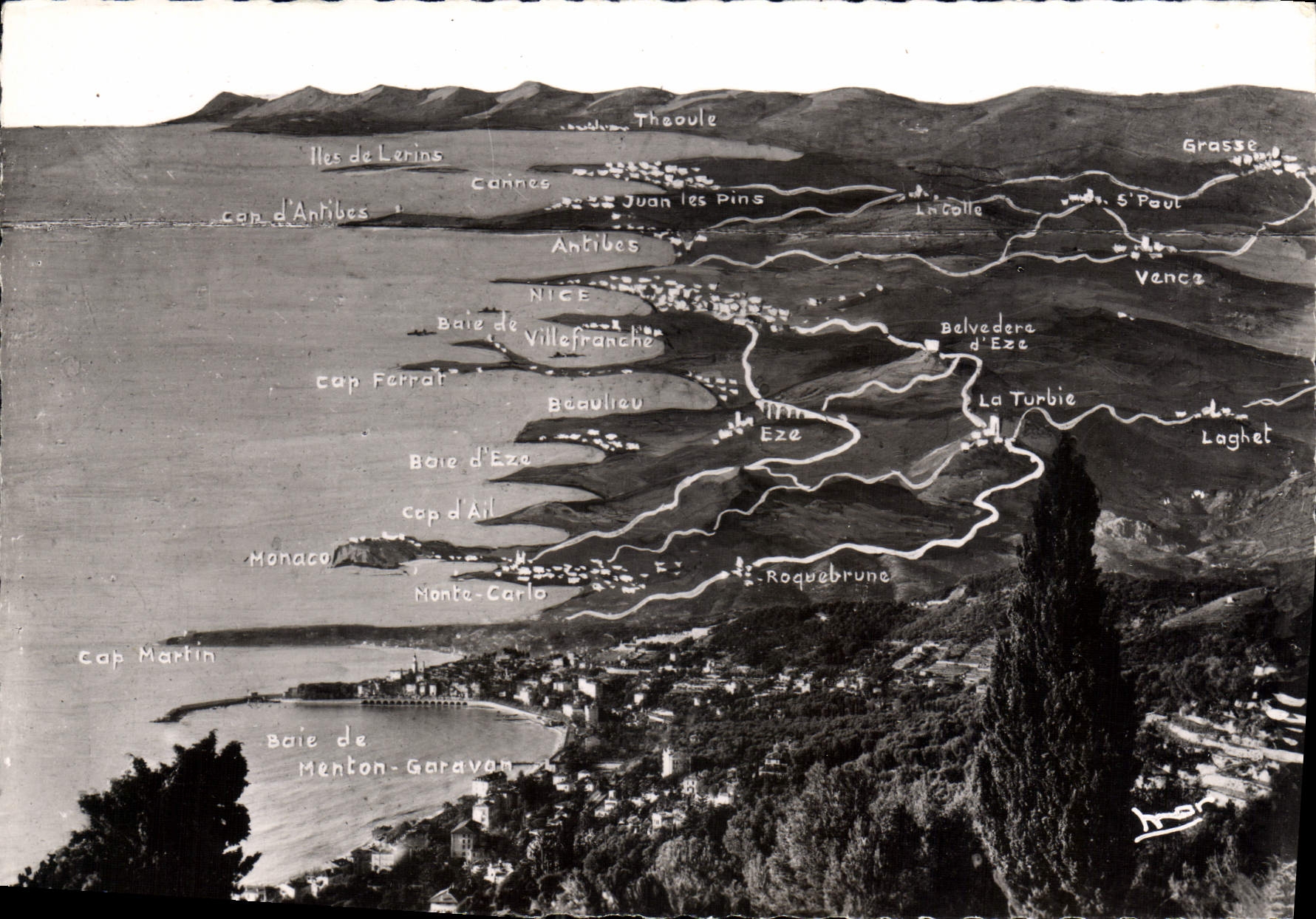 CPM La Cote d'Azur de Menton a Cannes a vol d'Oiseau