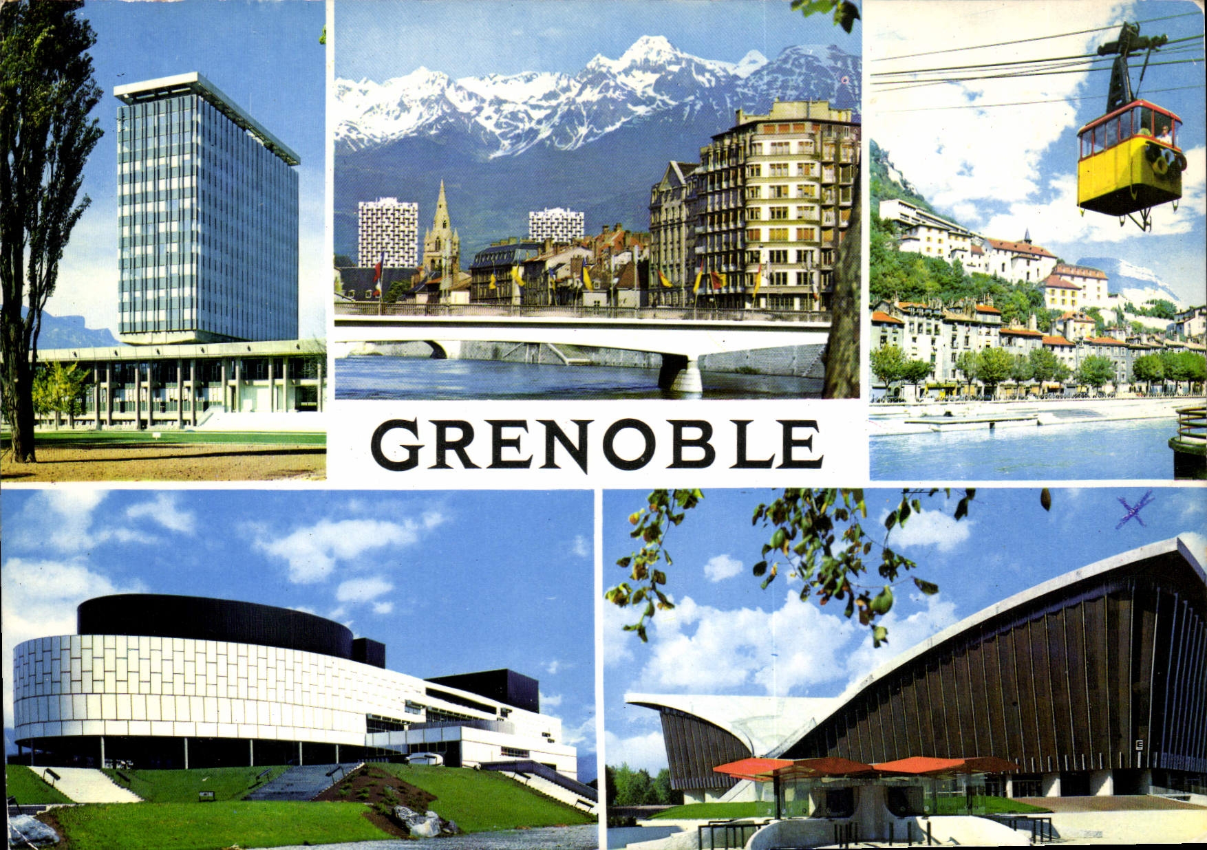 CPM Grenoble Mairie Chaine de Belledonne Telepherique de la Bastille Maison de la culture et le stad