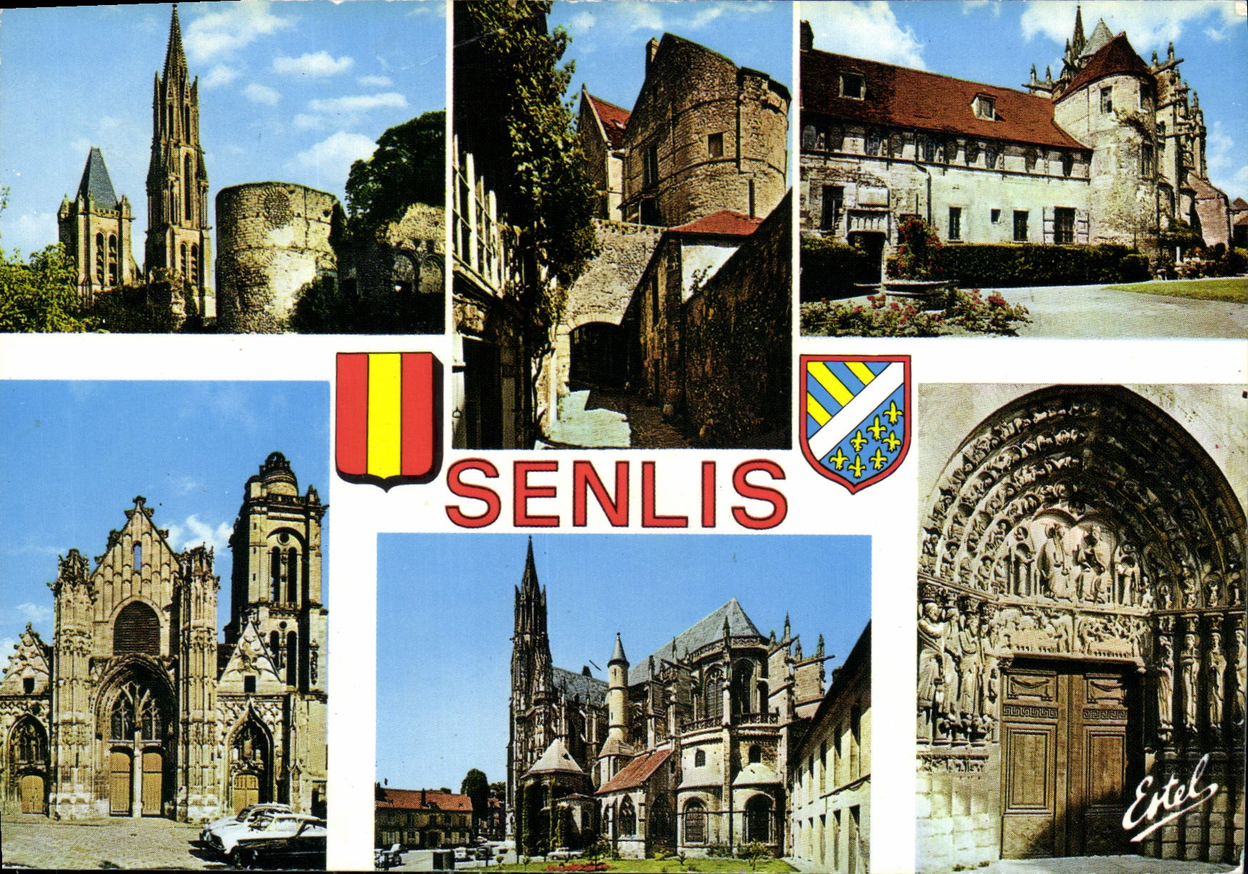 CPM Le Valois Senlis Oise les tours et la fleche de la Cathedrale la vieille ville l'ancien eveche l