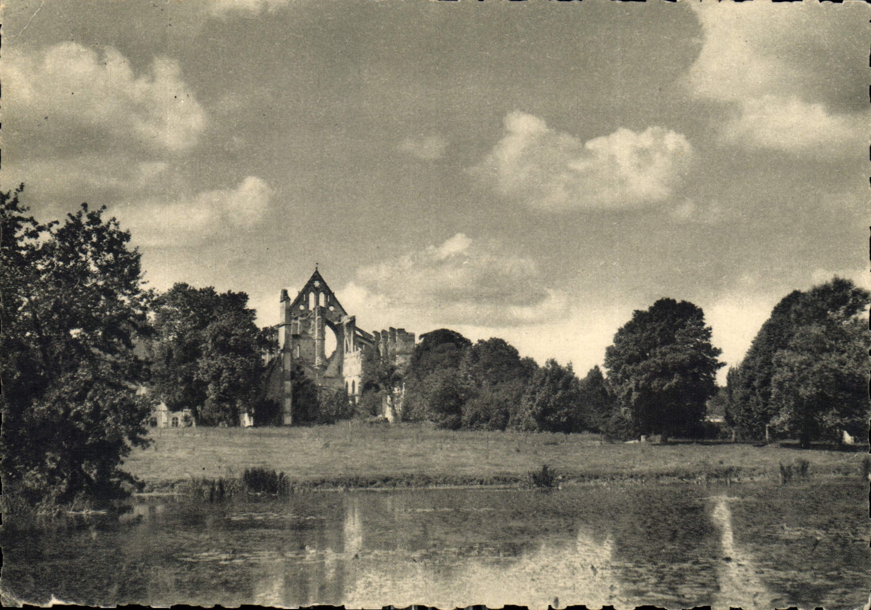 CPM Abbaye de Longpont Fondee par St Bernard Ruines de l'Abbatiale vues du Parc