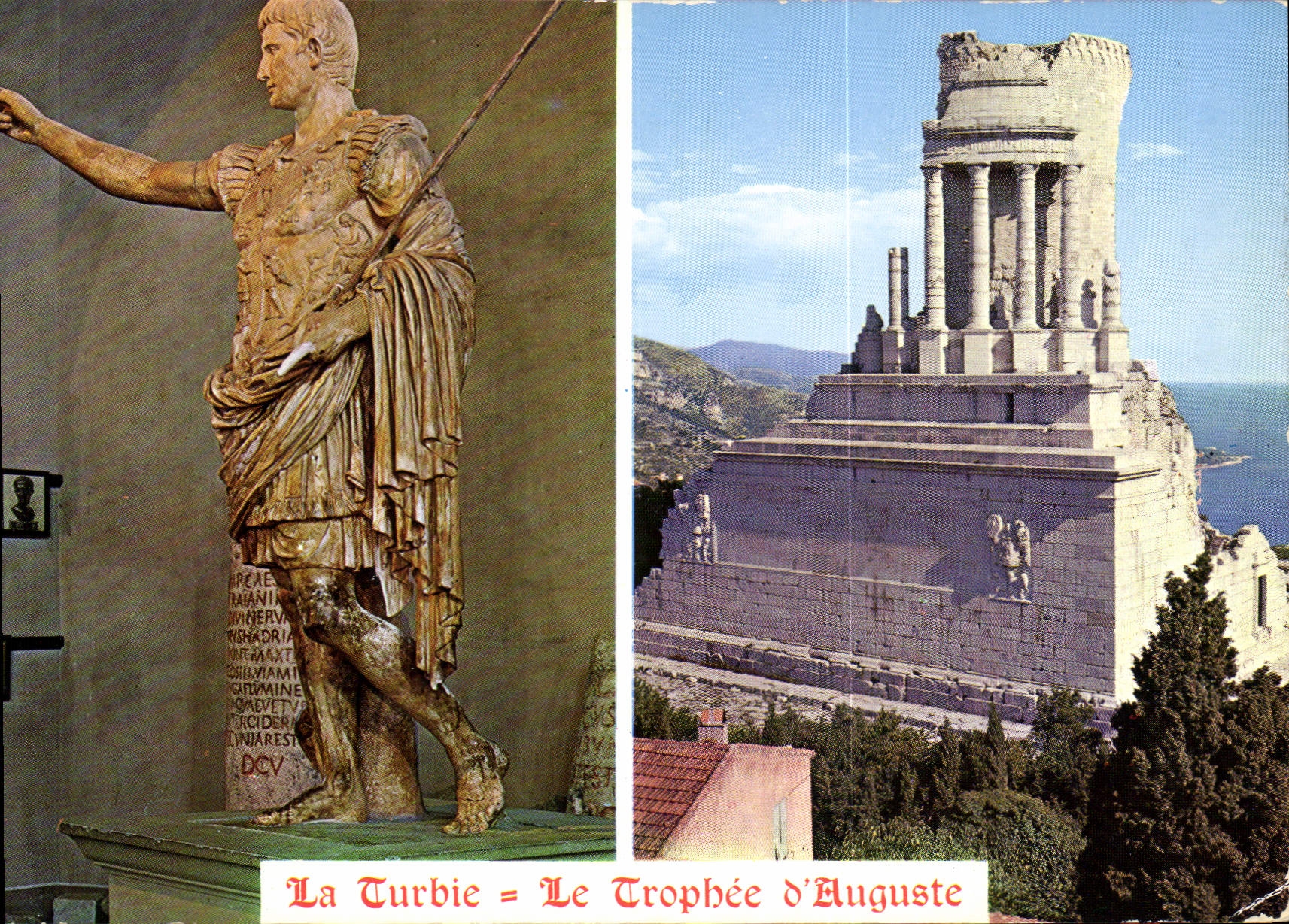 CPM La Turbie Cote d'Azur le Trophee d'Auguste Vestige Romain la Statue d'Auguste la Tour
