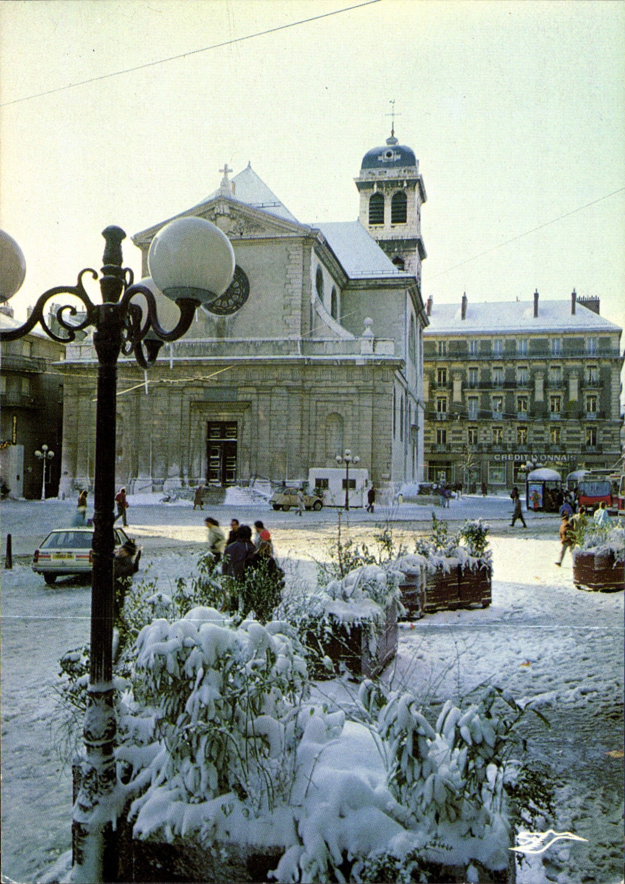 CPM L'Hiver Grenoble Rue Felix Poulat eglise St Louis 