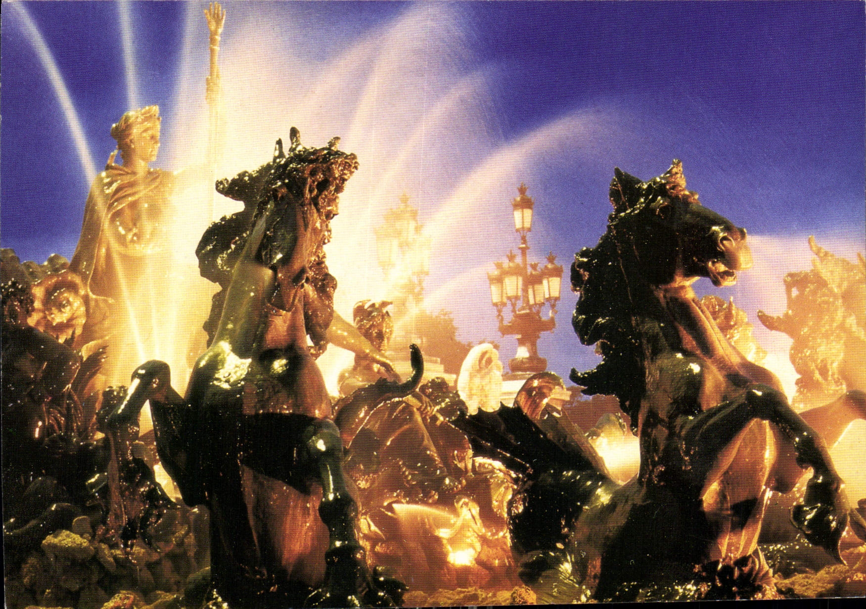 CPM Images de France Gironde Bordeaux le Monument des Girondins la fontaine illuminee au crepuscule 