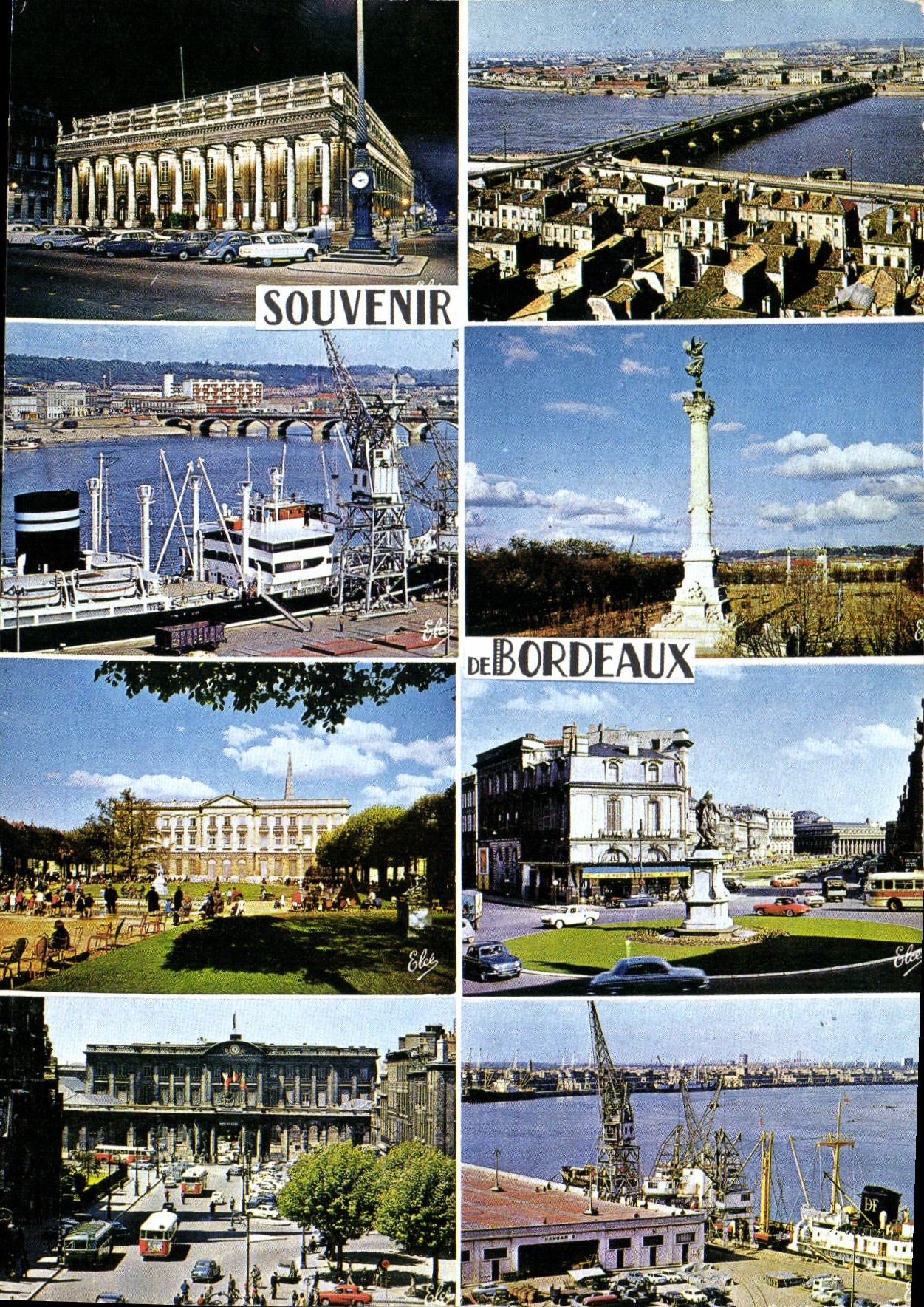 CPM Bordeaux Gironde le Grand Theatre le Port les Jardins de l'Hotel de Ville l'Hotel de Ville le Po