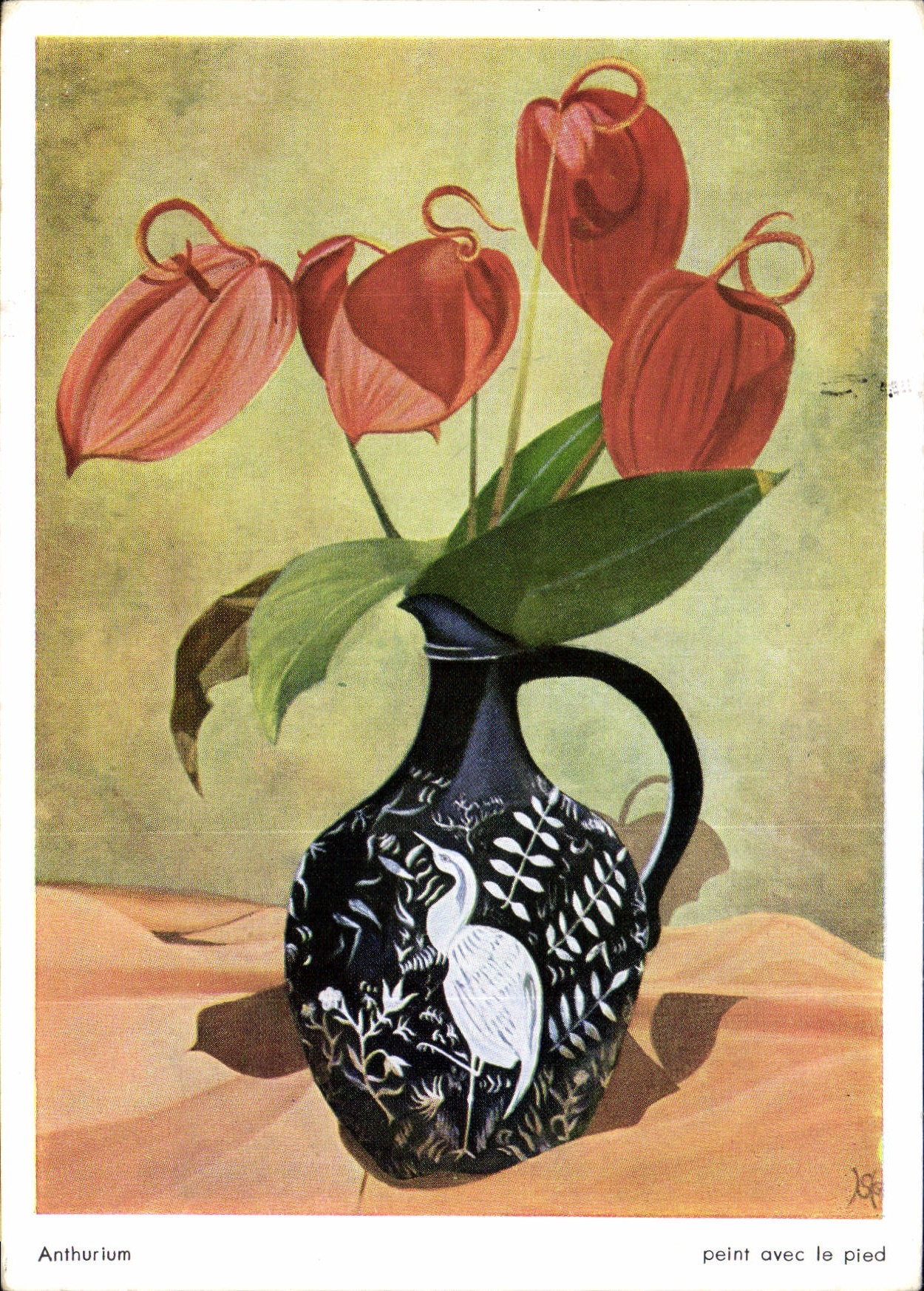 CPM Anthurium peint avec le pied 