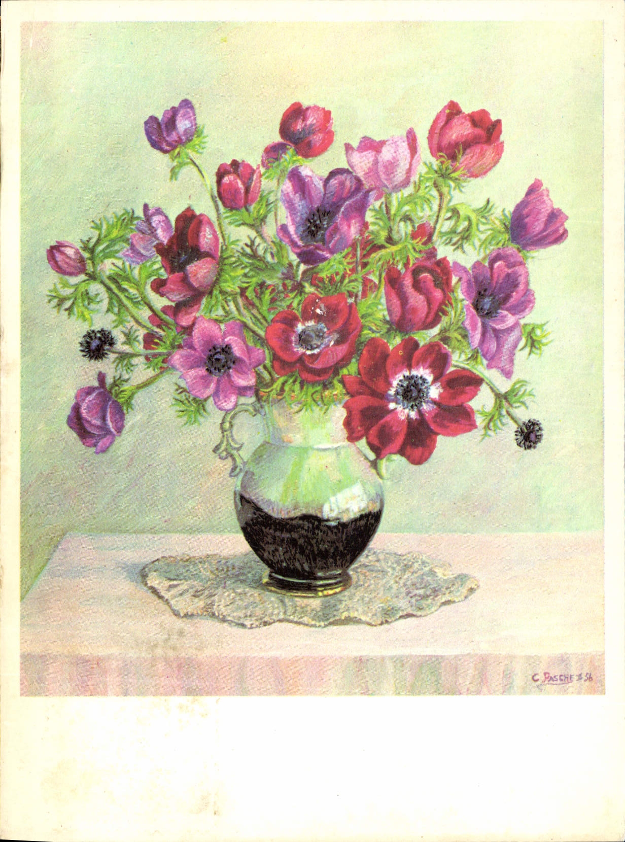 CPM Anemones Peint avec la bouche 