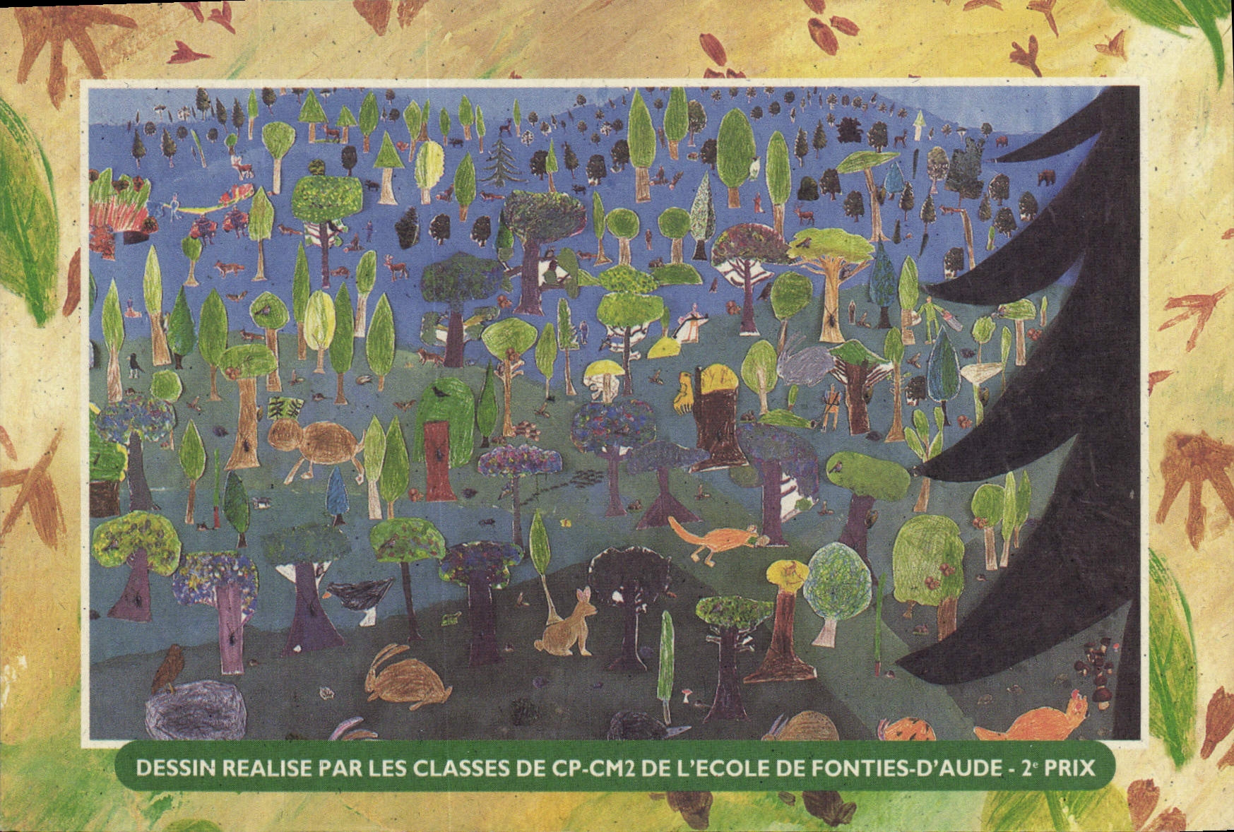 CPM La foret de l'Aude vue par les petits Audois Quand tu pique niques en foret ramasse tous tes dec