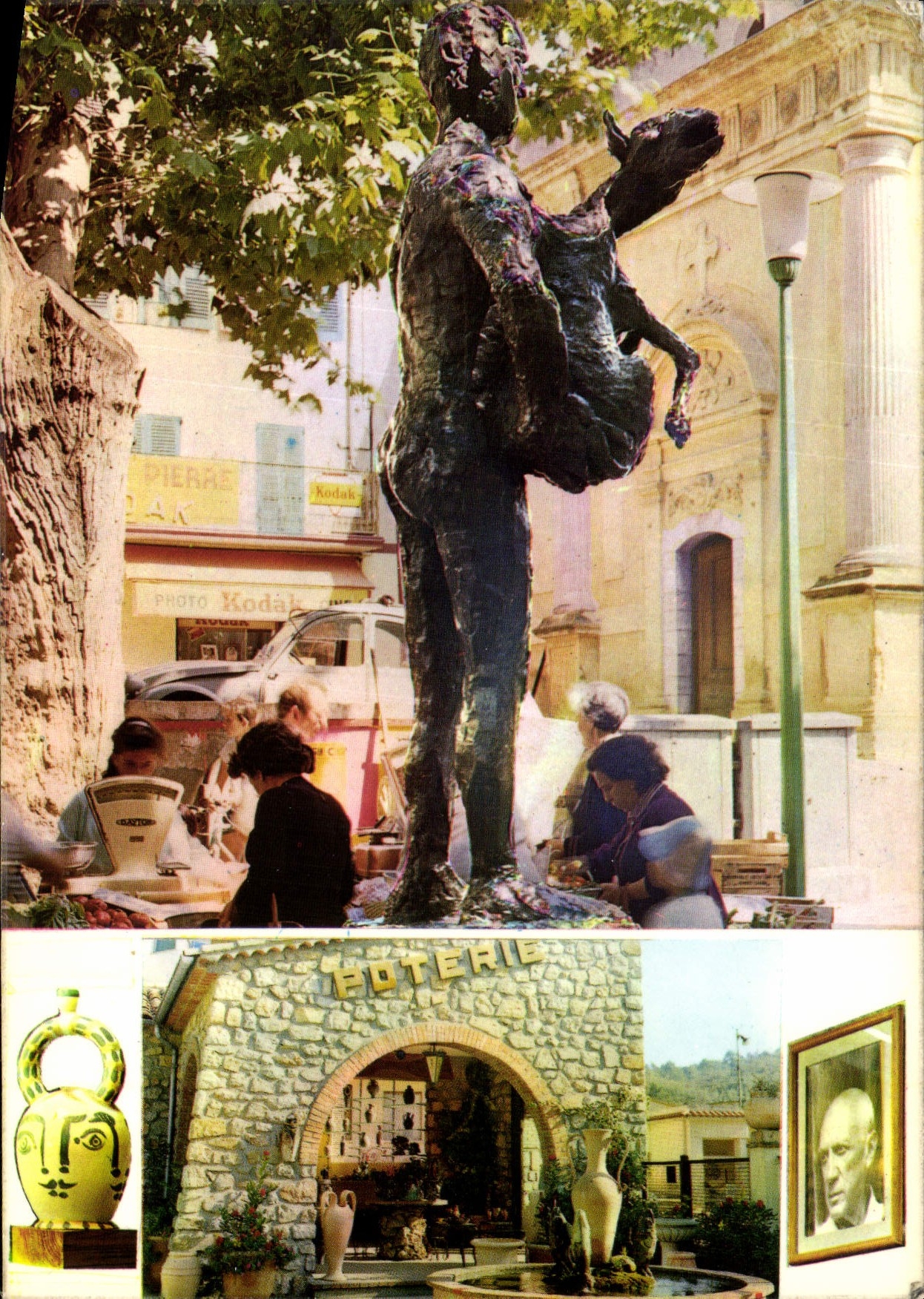 CPM Au soleil de la Cote d'Azur Villauris La place et l'Homme au Mouton de Picasso 