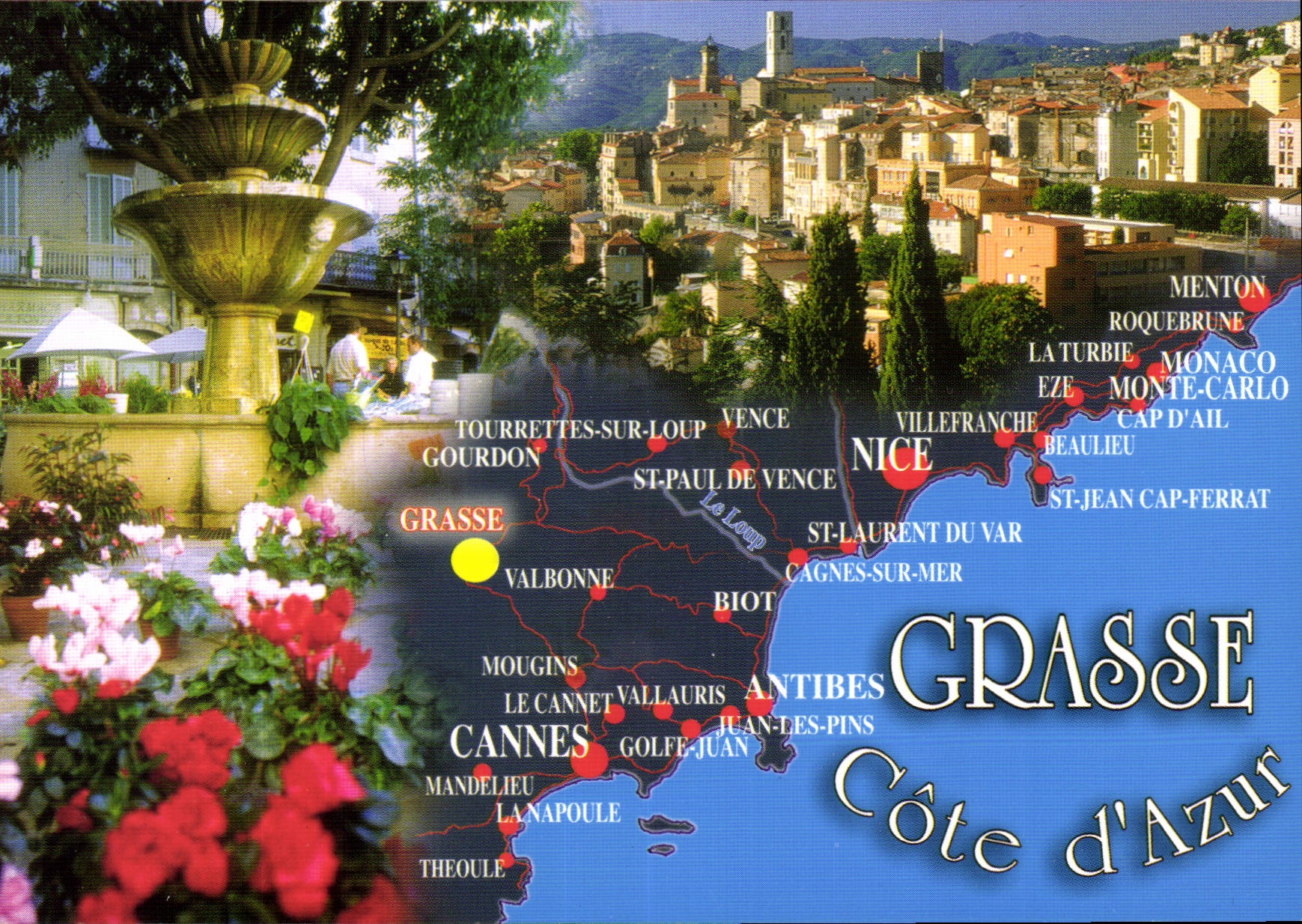 CPM Les sites de la Cote d'Azur Grasse Alpes Maritimes Capitale mondiale de la Parfumerie Etape de l