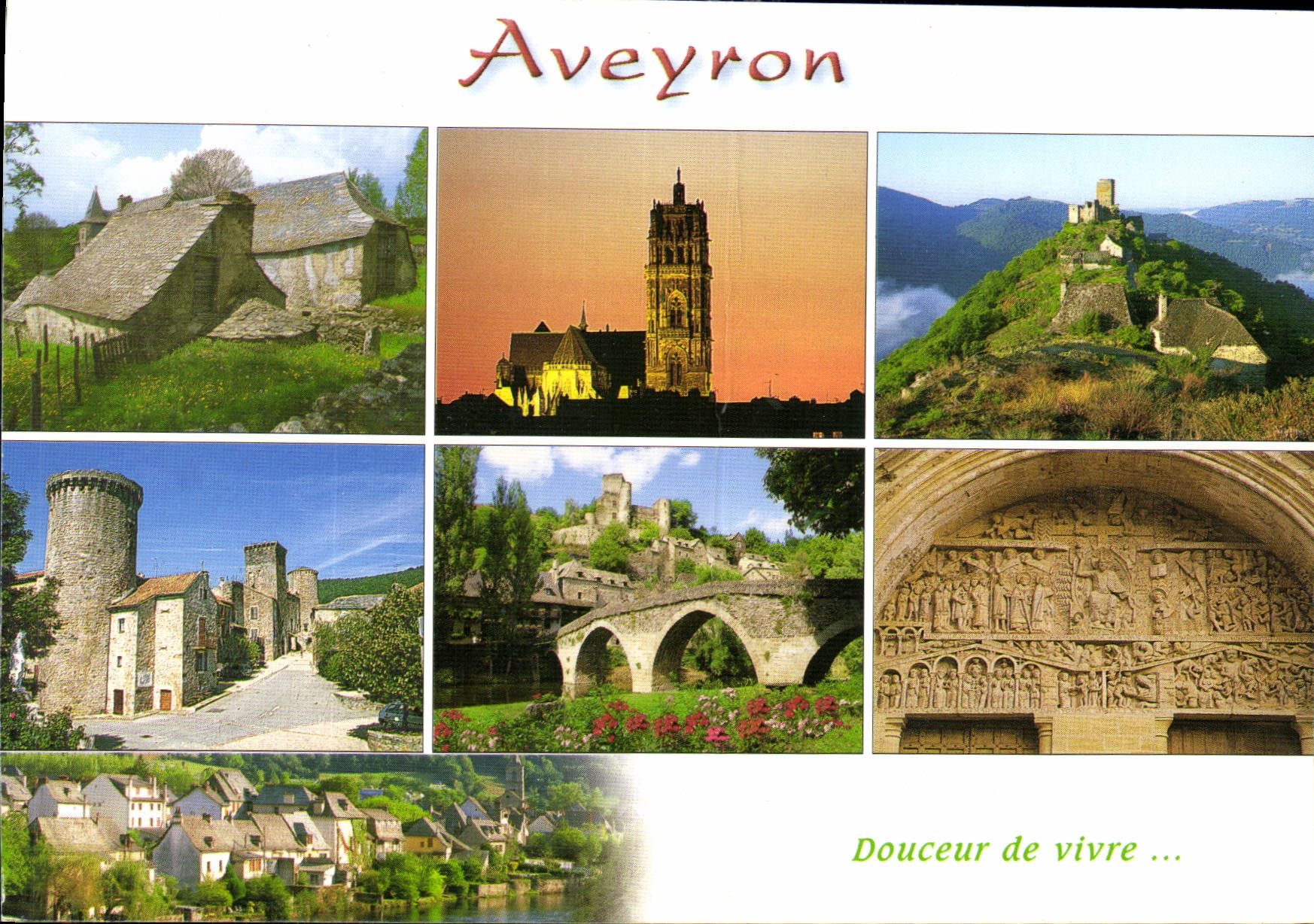 CPM En Aveyron Le tympan de l'Abbatiale Ste Foy a Cannes Le pant gothique de balcastl La Cathedrale 