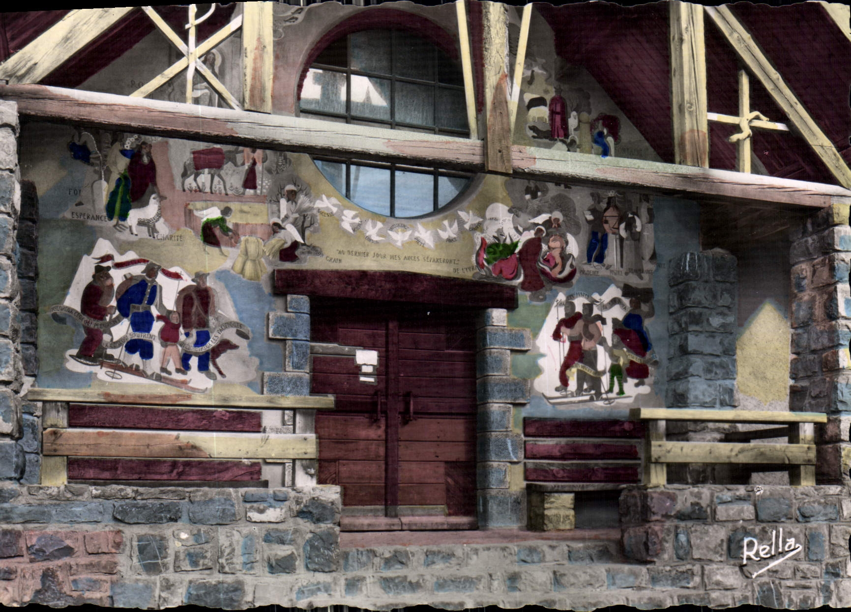 CPM Les Alpes Maritimes Valberg Sanctuaire de Notre Dame des Neiges Le Porche Fresques de Cassarini 