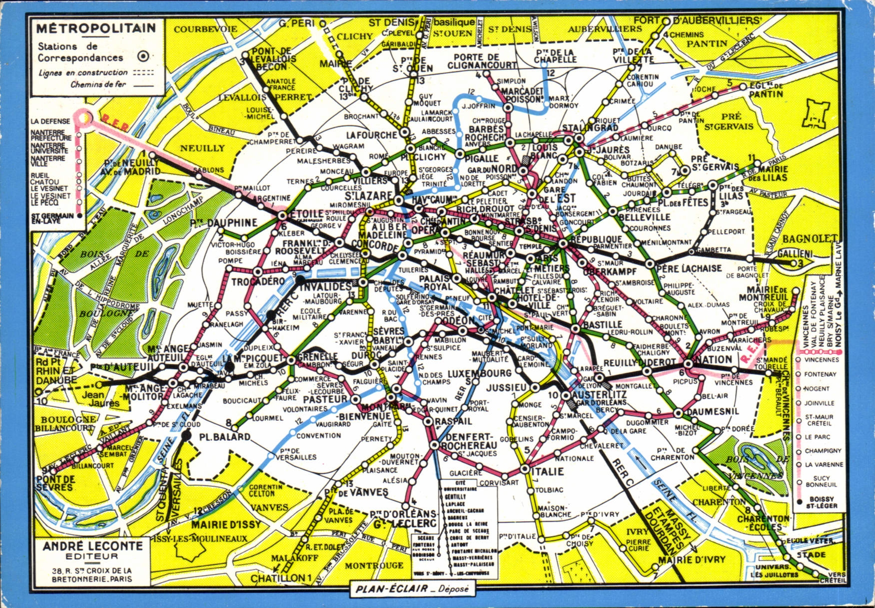 CPM Paris Le Plan du Metropolitain d'apres le Plan Eclair des Editions