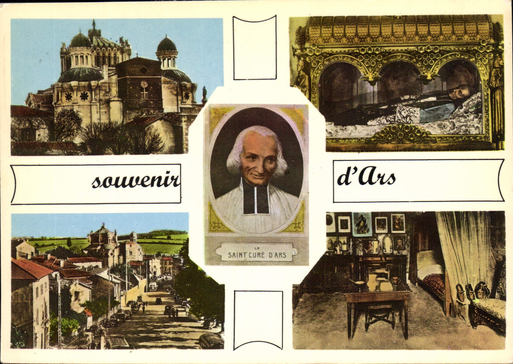 CPM Souvenir d'Ars Eglise et Presbytere la chasse vue generale chambre du Saint Cure d'Ars 