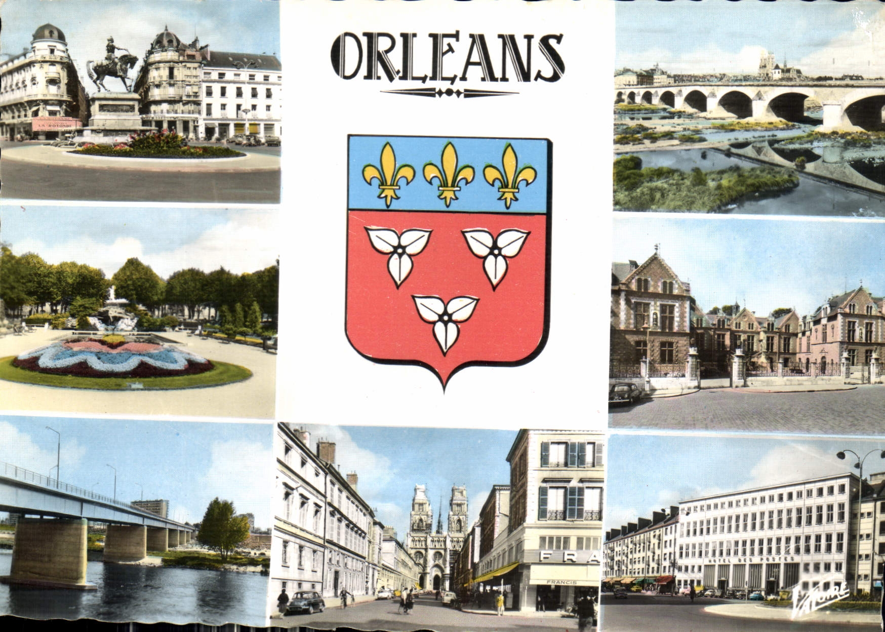 CPM Les Merveilles du Val de Loire Orleans Loiret la place du Martroi la Loire et le pont George V l