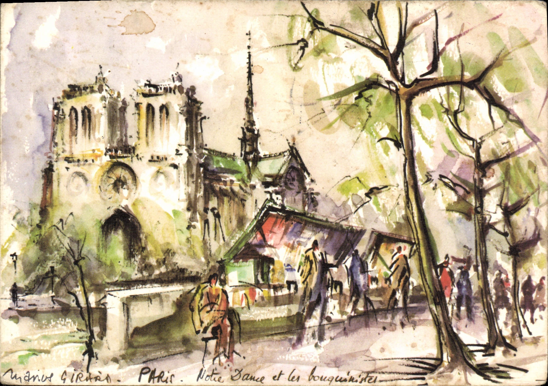 CPM Paris Notre Dame et les bouquinistes