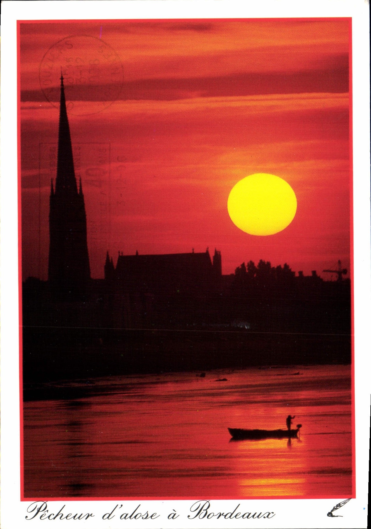 CPM Bordeaux Coucher de soleil a Bordeaux Pecheur d'alose sur la Garonne 