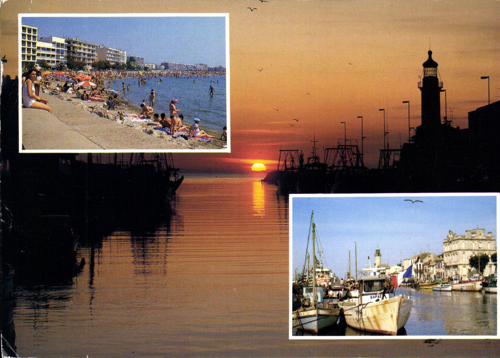 CPM Le Grau du Roi Gard son canal ses bateaux sa plage rive gauche 