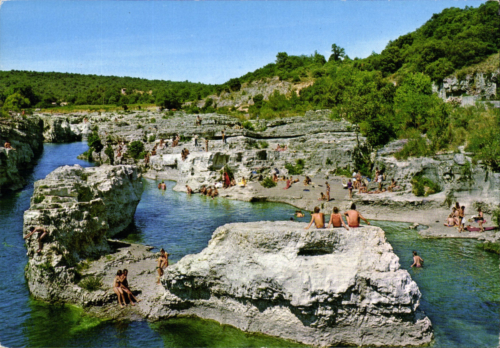 CPM La Roque sur Ceze Gard Baignade dans la Ceze au niveau de la cascade du Sautadet