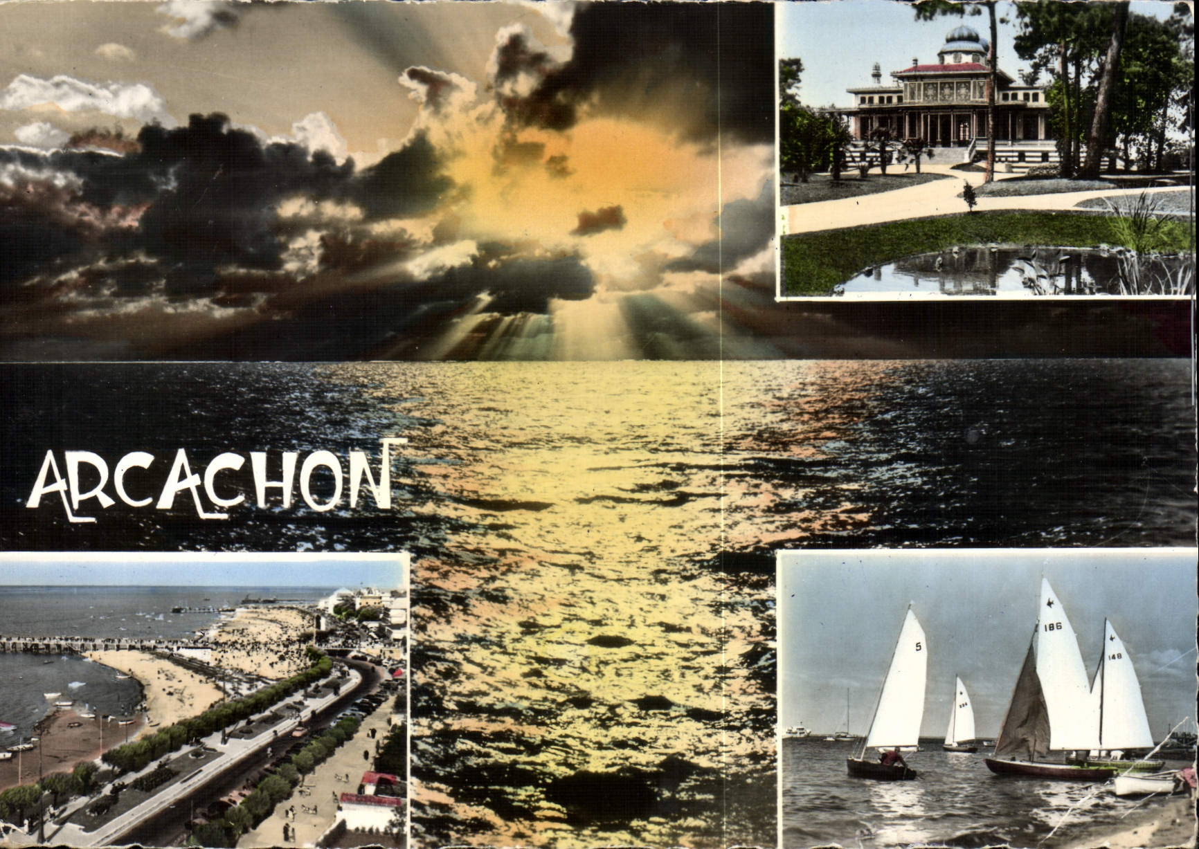 CPM Arcachon Le Casino Mauresque Vue generale de la Plage Reates