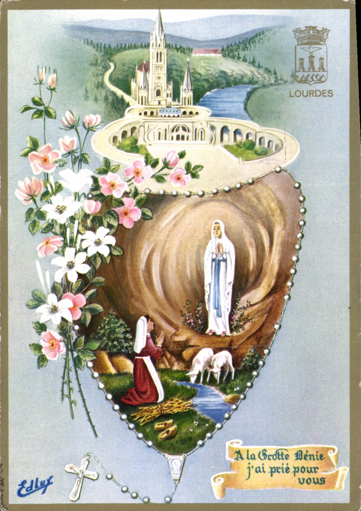 CPM Lourdes La Basilique ey l'Apparition 