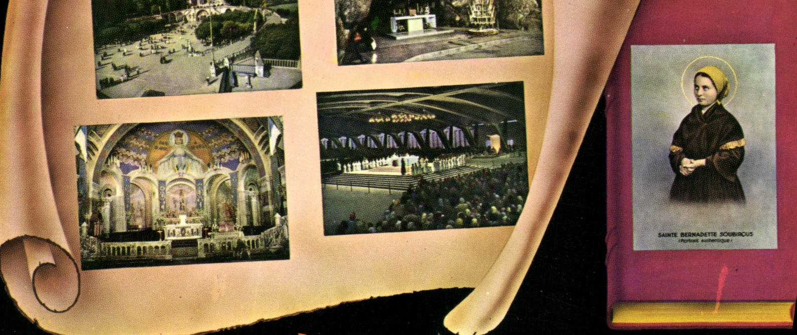 CPM En Pelerinage a Lourdes La Basilique la Grotte Interieur du Rosaire