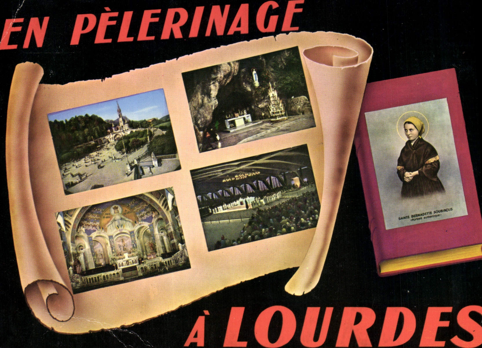 CPM En Pelerinage a Lourdes La Basilique la Grotte Interieur du Rosaire 