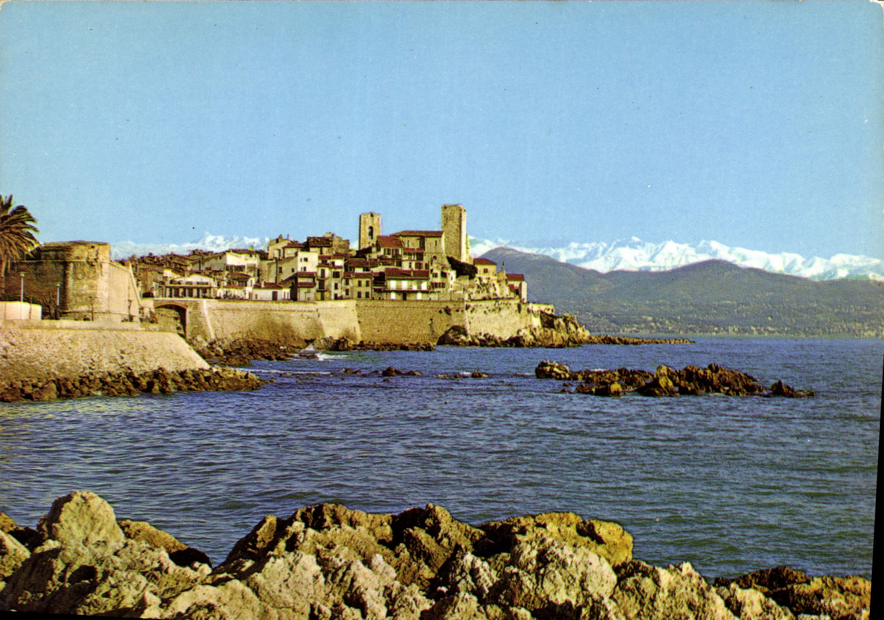 CPM Antibes Ses Remparts dans le fond le Chaine des Alpes 