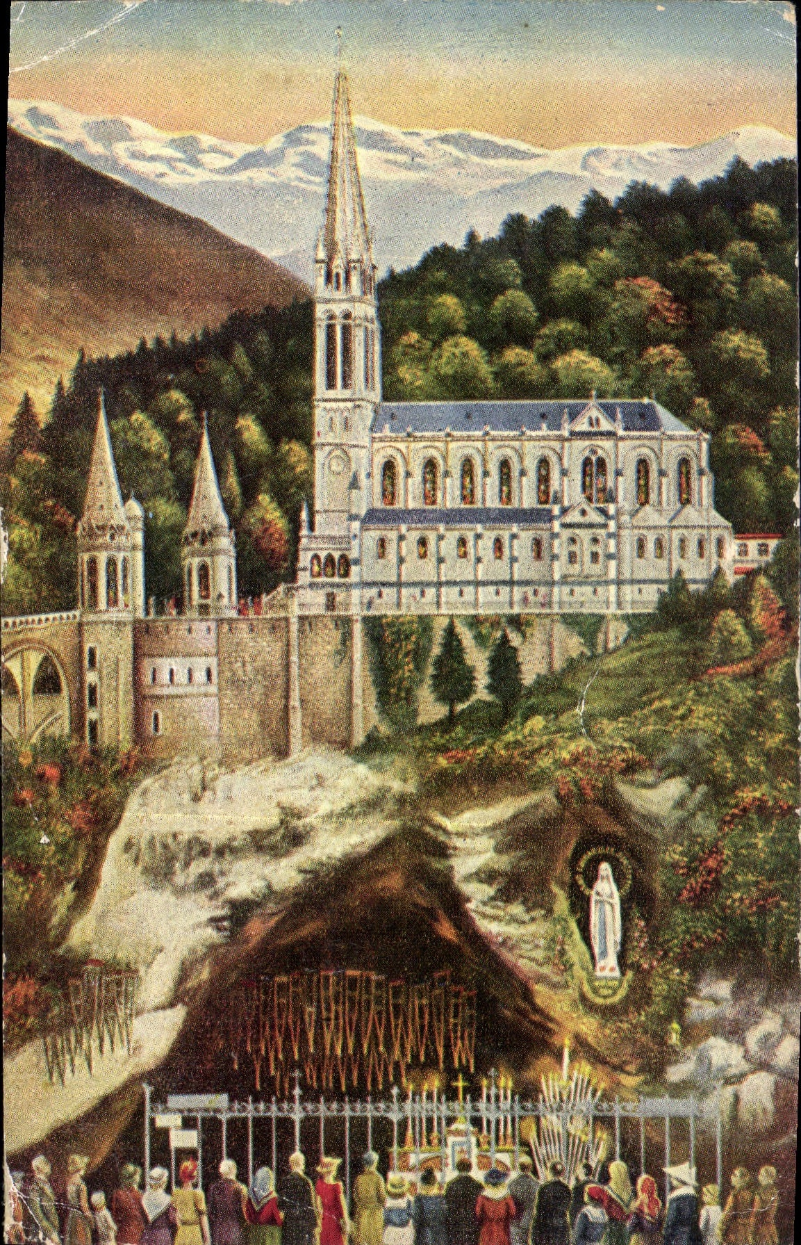 CPM Lourdes La Basilique et la Grotte Miraculeuse 