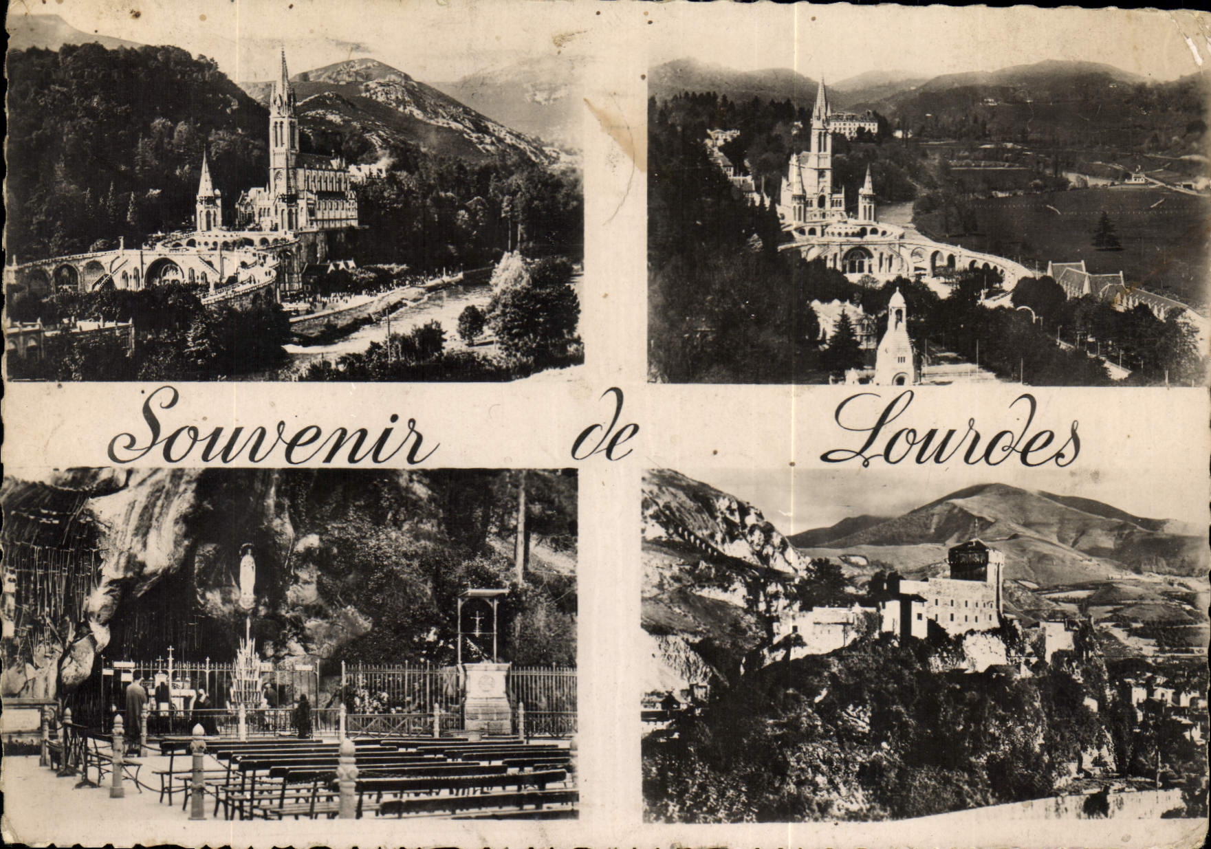 CPM Lourdes La Basilique La Grotte et le Chateau Fort 