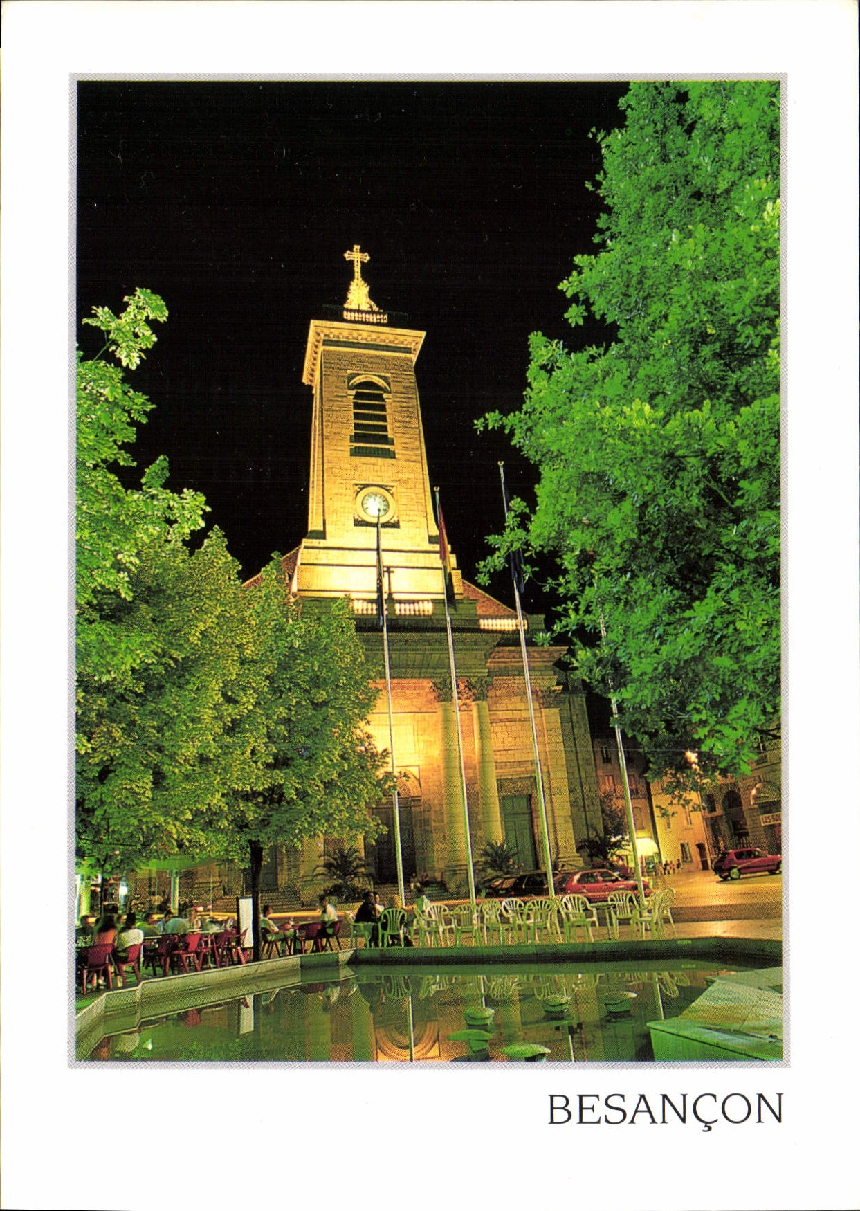 CPM Besancon Doubs L'Eglise Saint Pierre by night 