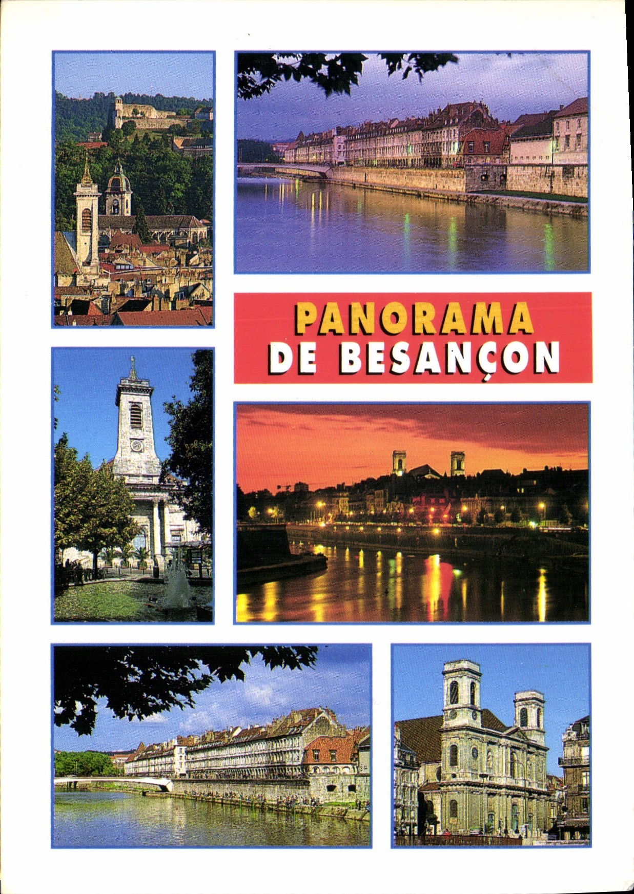 CPM Besancon Doubs Panorama Les quais du Doubs vue generale l'Eglise Saint Pierre L'Eglise de la Mad