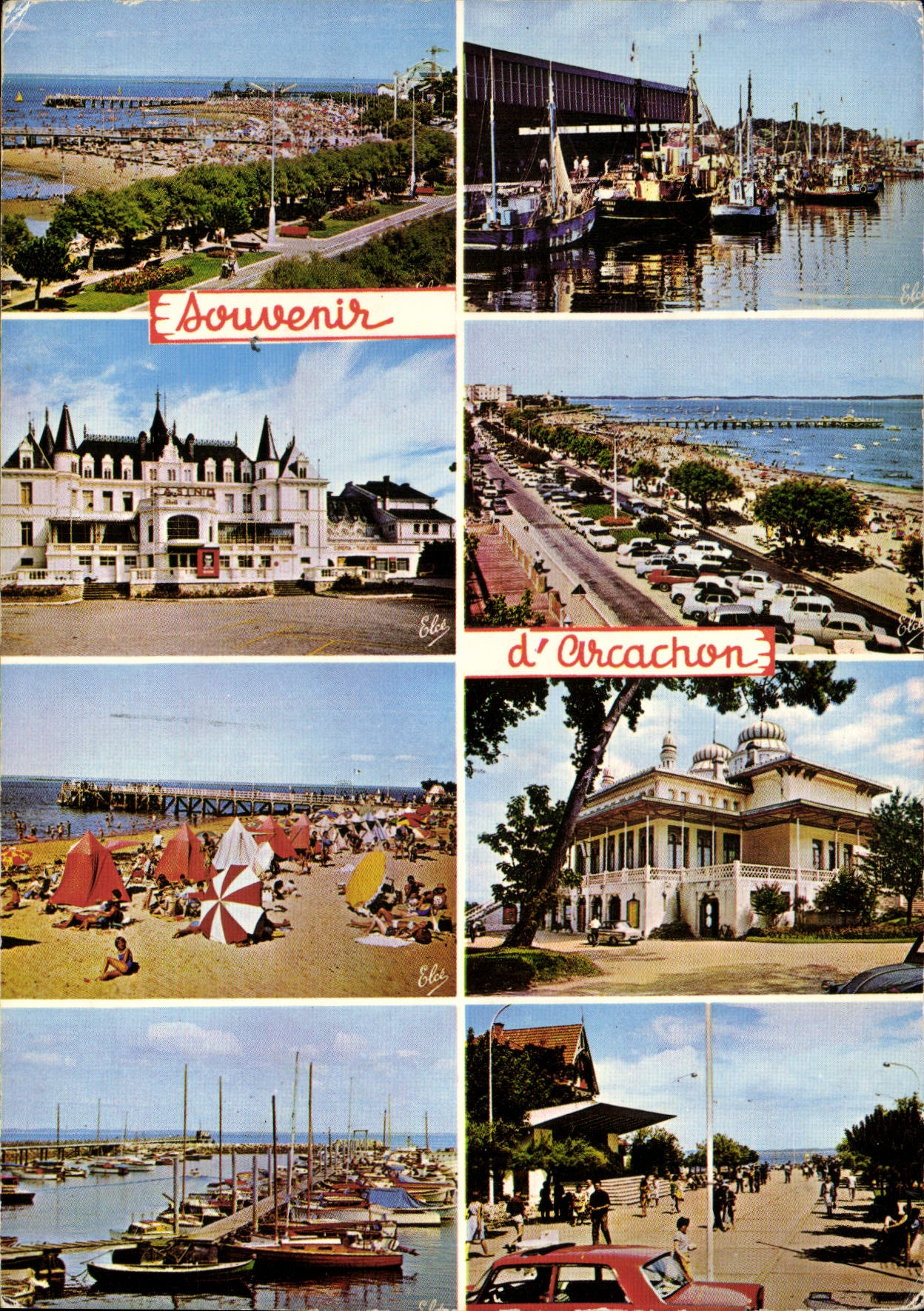 CPM Arcachon Gironde de fauche a droite la plage et les Jetees le Port de Peche le Casino de la Plag