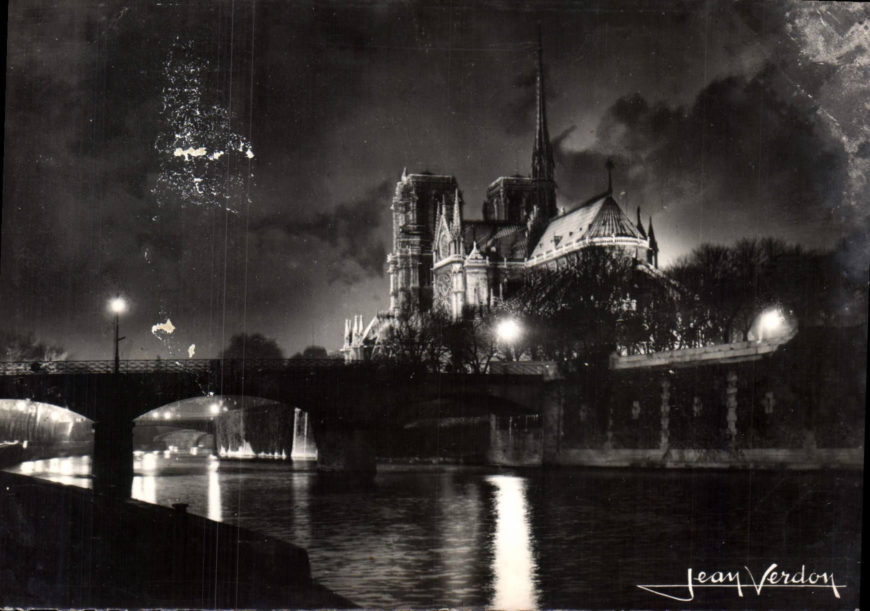 CPM Paris au Clair de Lune Notre Dame et la Seine 
