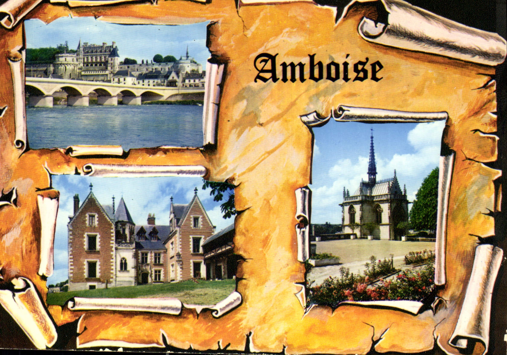CPM Les Chateaux de la Loire Amboise I et L le Chateau le Clos Luce la Chapelle St Hubert 