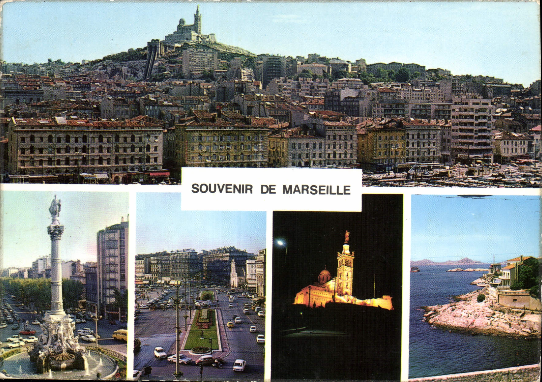 CPM Marseille panoramique du vieux port place Castellane quai des Belges Vierge de la Garde Petit Ni
