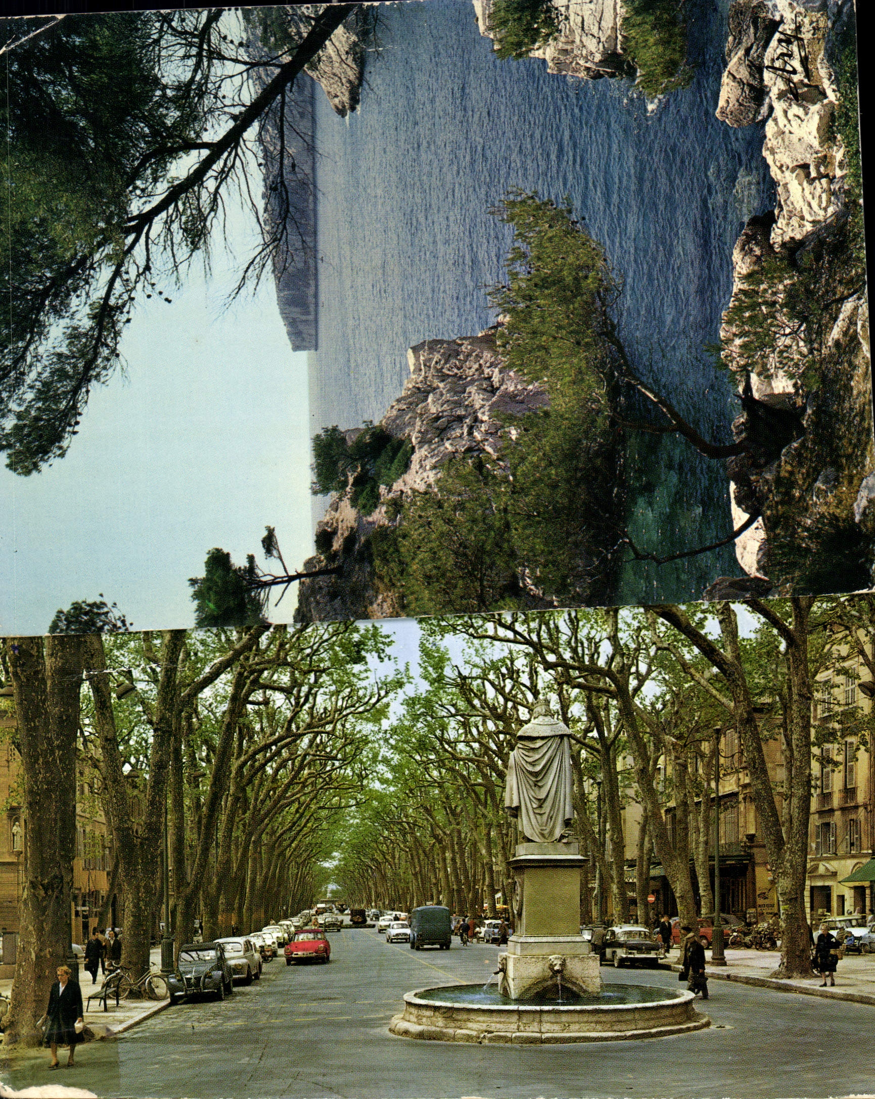 CPM La Cite du Poy Rene Aix en Provence Le cours Mirabeau an premier plan Statue du Roy Rene 
