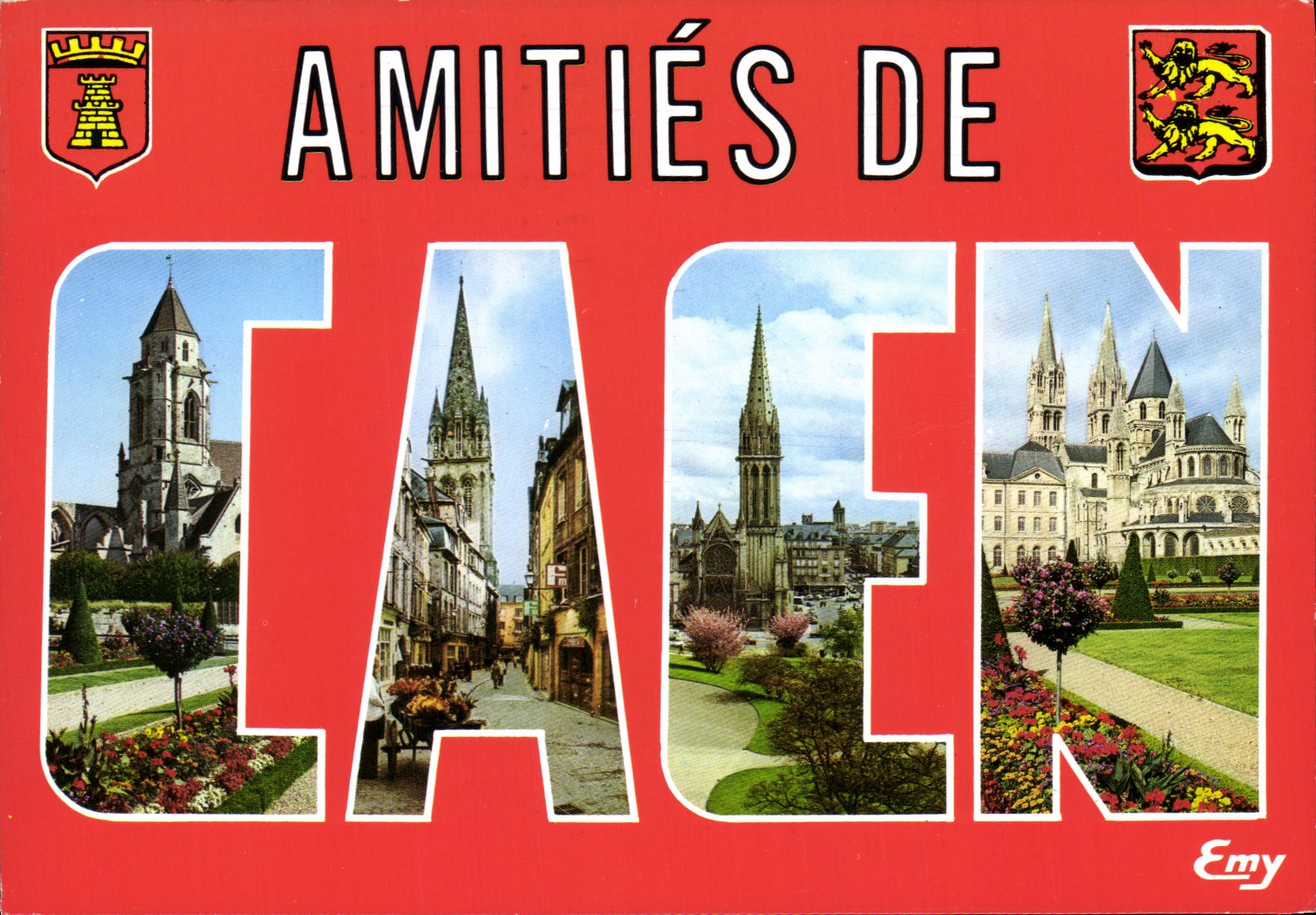 CPM Caen Calvados le Vieux Saint Etienne la rue Froide L'Eglise Saint Pierre L'Abbaye ux Hommes fond