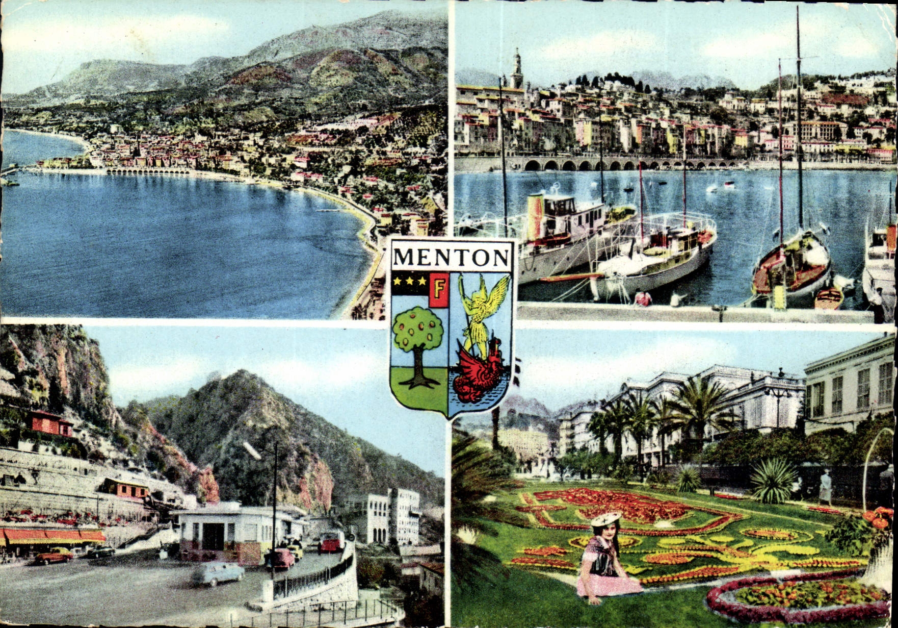 CPM Souvenir de Menton A M Vue generale le Vieux Menon les Fetes du Citron Frontiere Franco Italienn