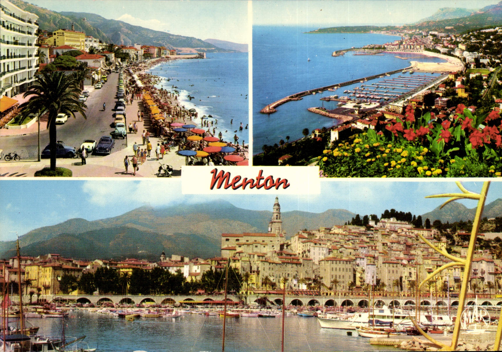 CPM La Cote d'Azur Menton Perle de France Boulevard General Leclerc Vue generale Le port et la Vieil